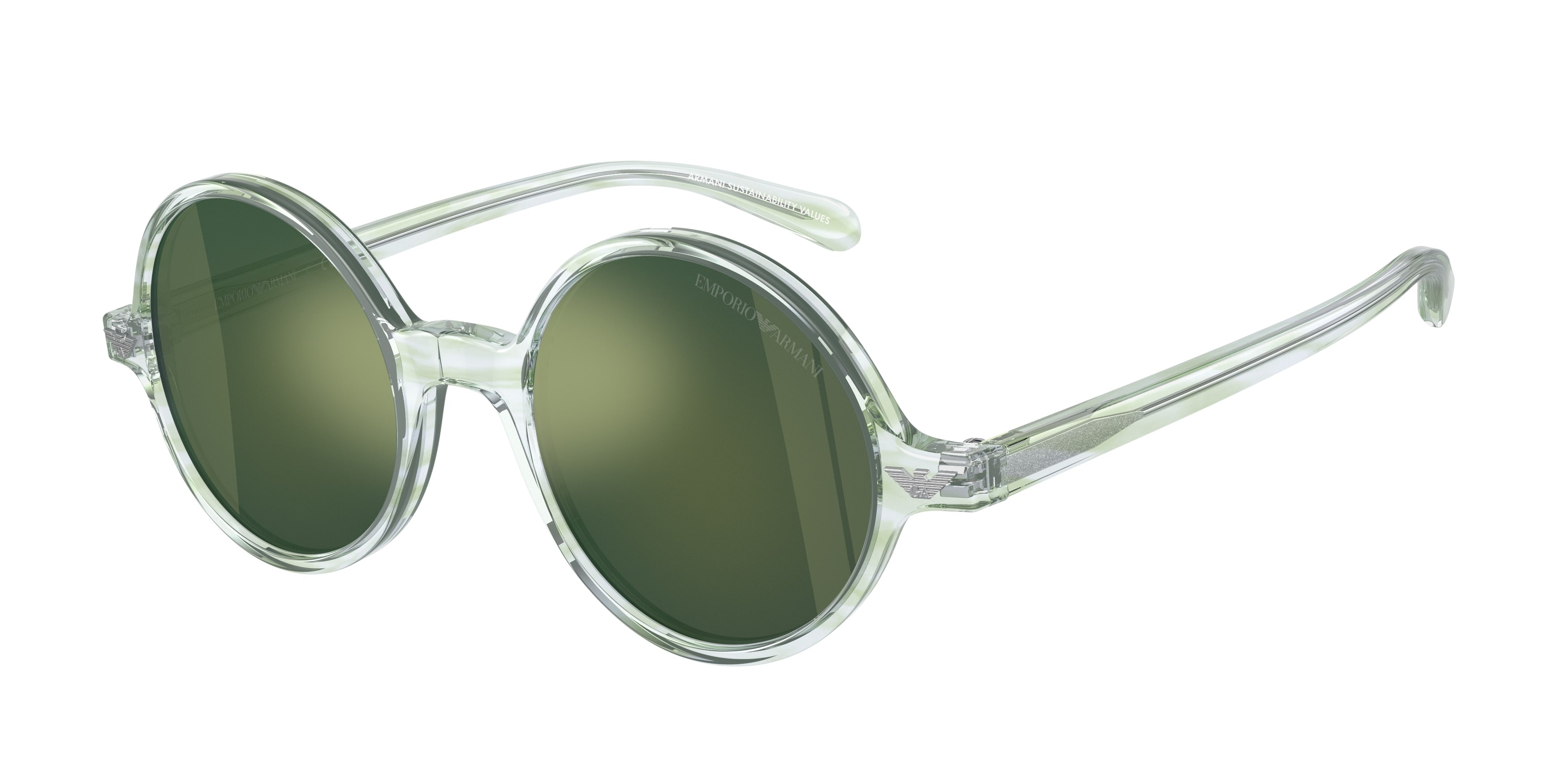 Emporio Armani EA501M Round Sunglasses  60216R-Crystal Striped Green 47-140-20 - Color Map Green