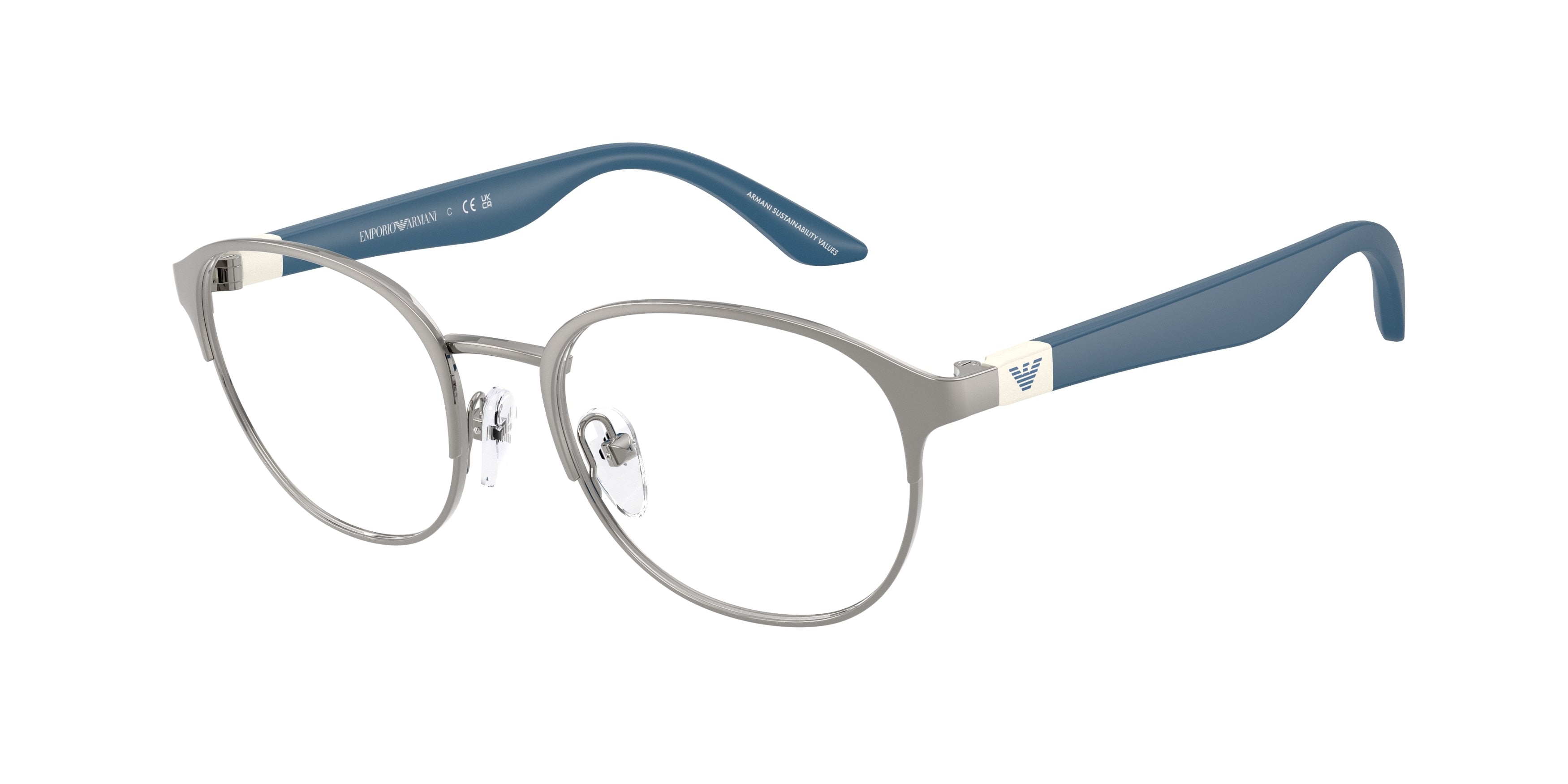 Emporio Armani Kids EK1002 Phantos Eyeglasses  3010-Shiny Gunmetal 47-130-17 - Color Map Grey