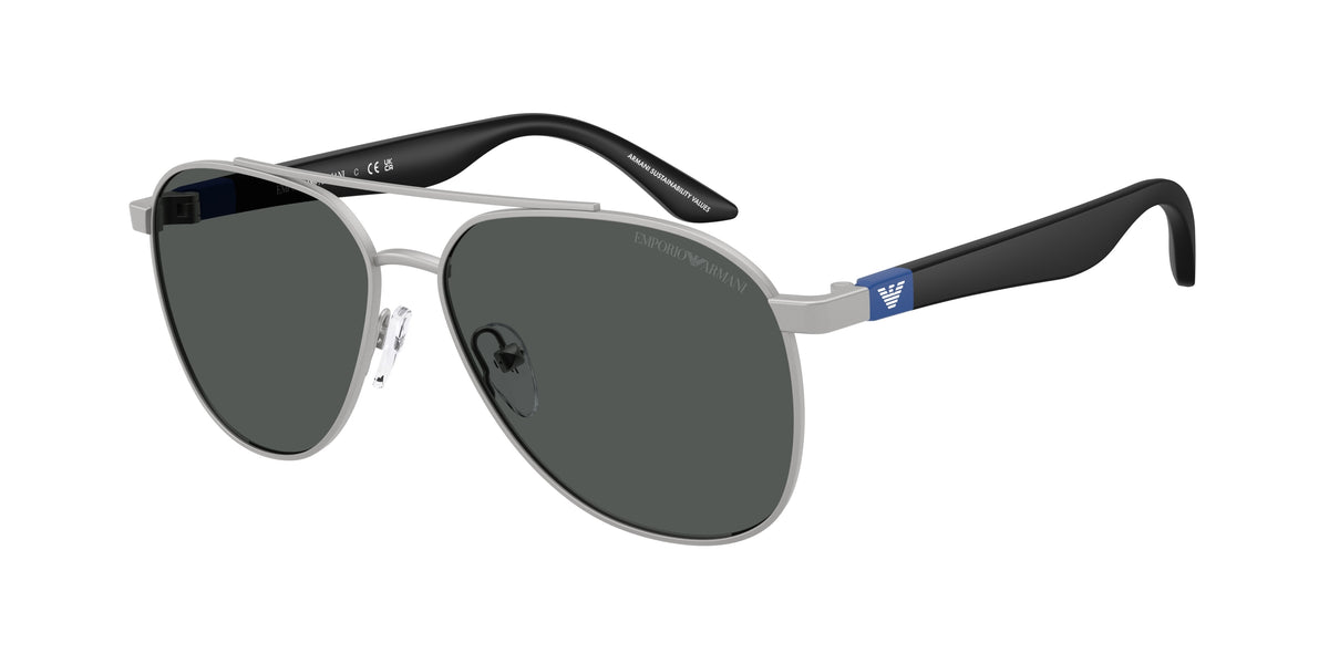 Emporio Armani Kids EK2001 Pilot Sunglasses for Men — Polarized - 53-130-13 / 310587-Matte Silver