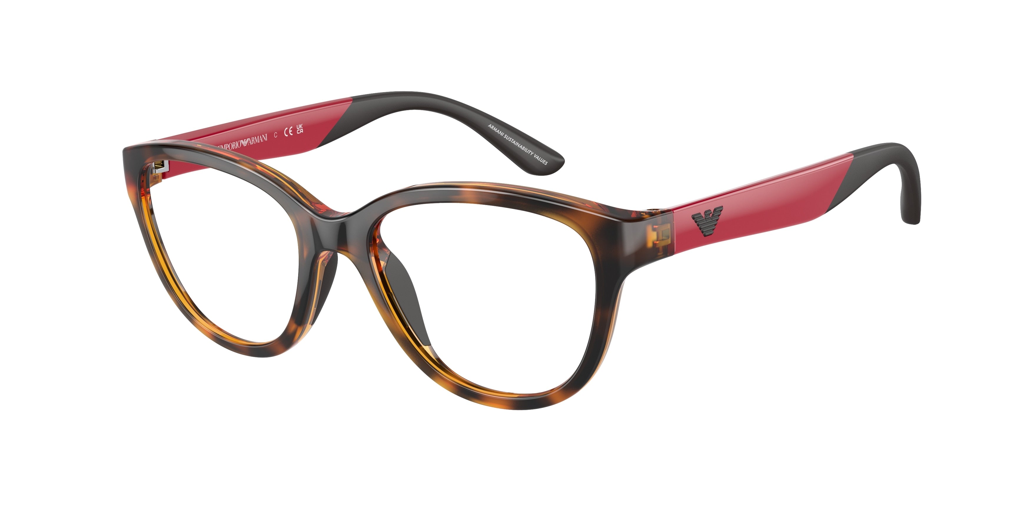 Emporio Armani Kids EK3002 Cat Eye Eyeglasses  5026-Shiny Havana 47-125-16 - Color Map Tortoise