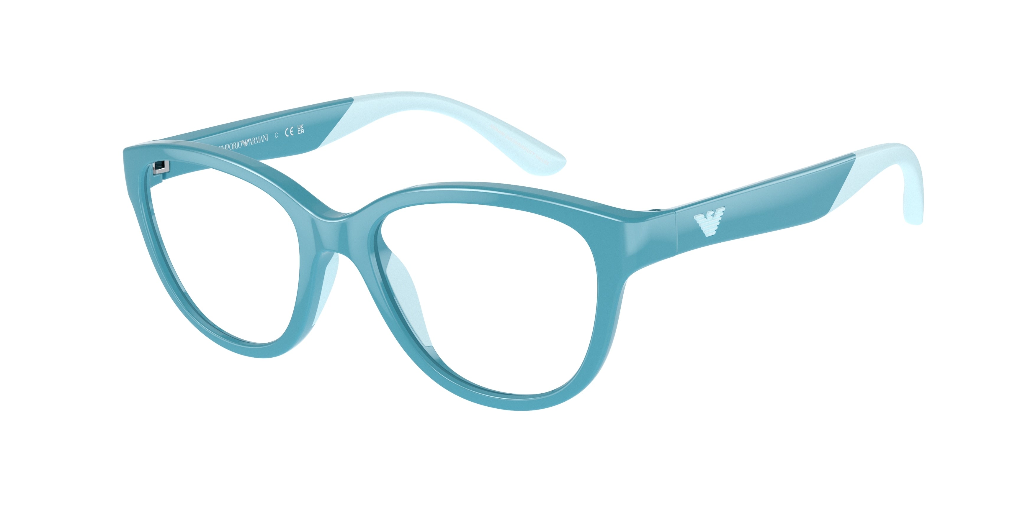 Emporio Armani Kids EK3002 Cat Eye Eyeglasses  6015-Shiny Torquese 47-125-16 - Color Map Blue