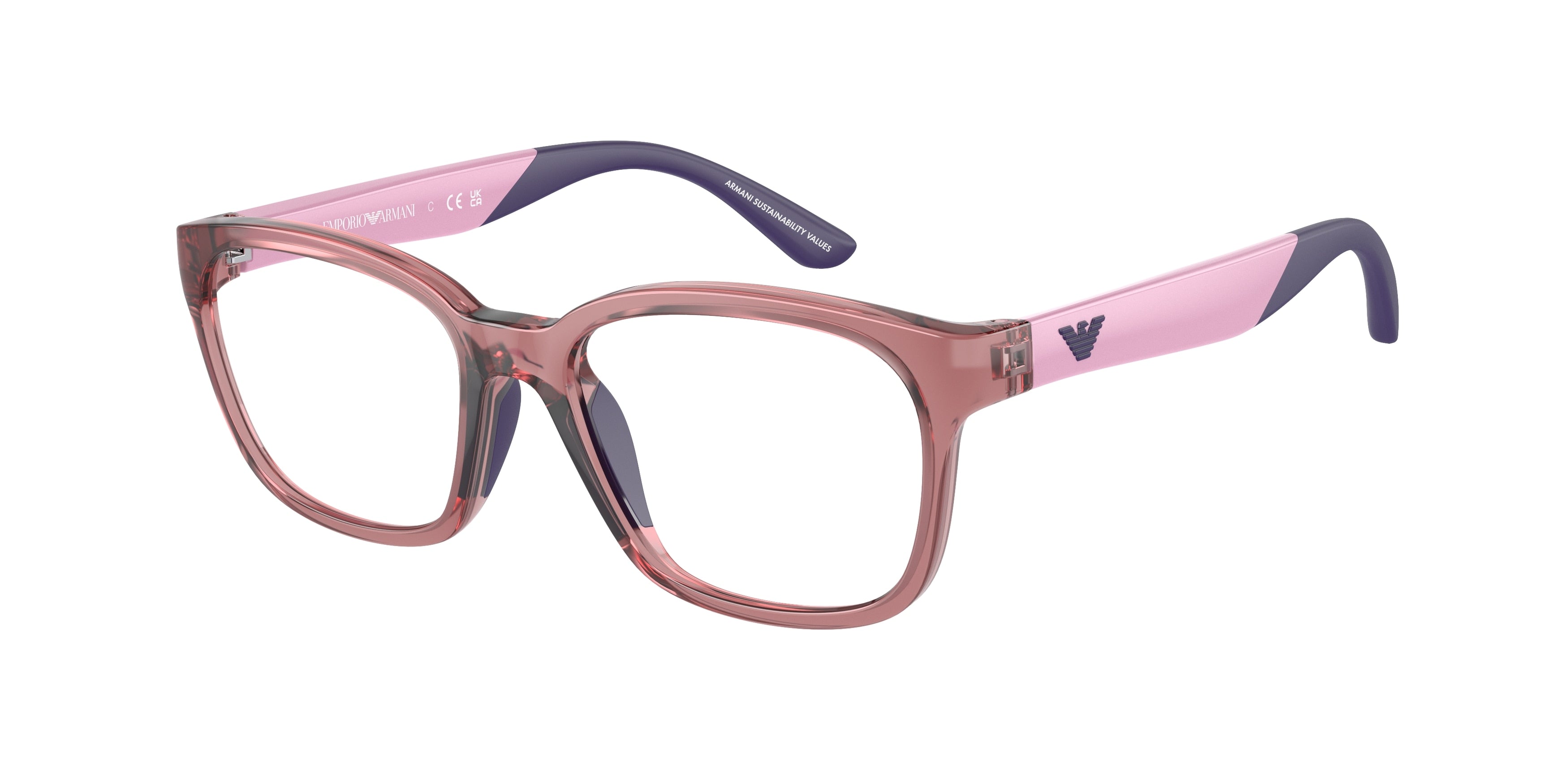 Emporio Armani Kids EK3003 Pillow Eyeglasses  5376-Shiny Transparent Lillac 49-125-16 - Color Map Violet