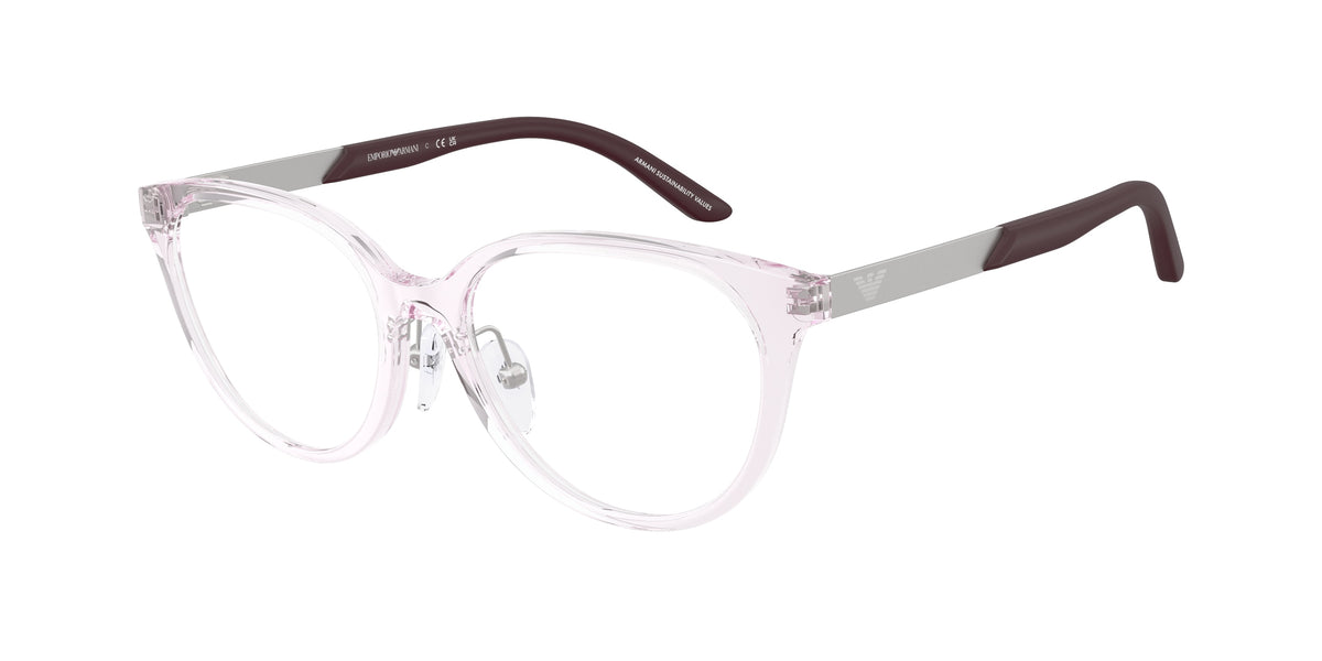 Emporio Armani Kids EK3010 Cat Eye Eyeglasses  6139-Shiny Transparent Pink 48-130-15 - Color Map Pink