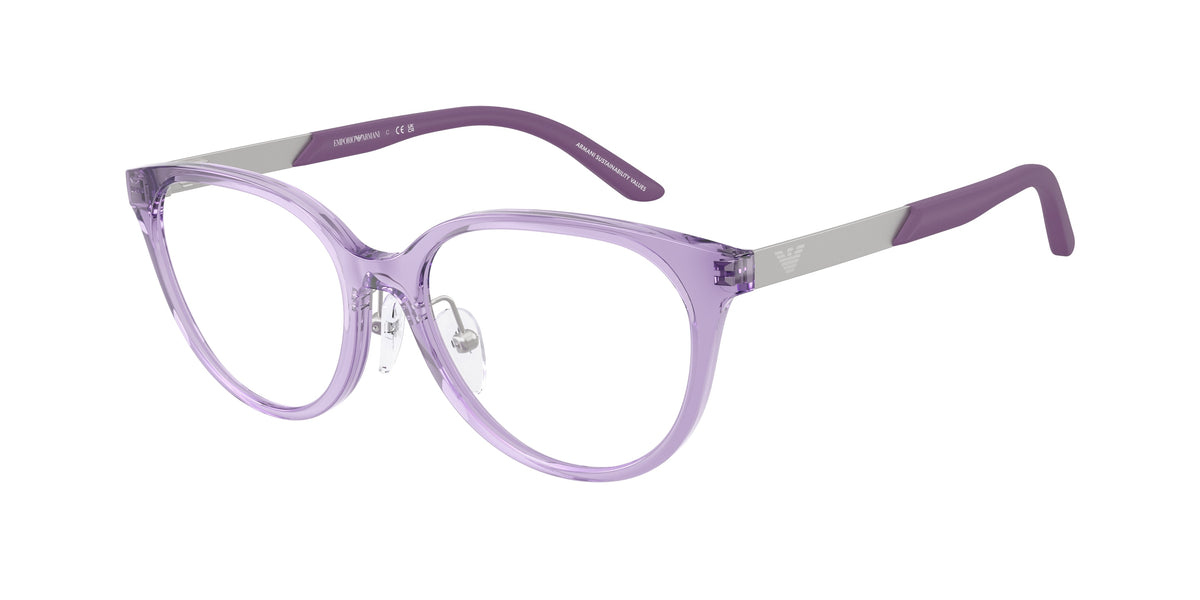 Emporio Armani Kids EK3010 Cat Eye Eyeglasses  6280-Shiny Transparent Violet 48-130-15 - Color Map Violet
