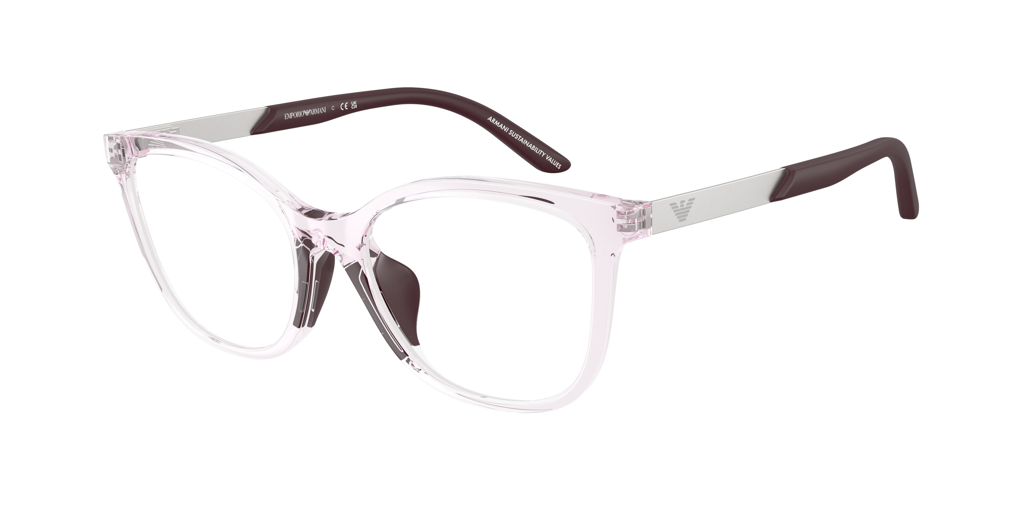 Emporio Armani Kids EK3011U Butterfly Eyeglasses  6139-Shiny Transparent Pink 48-130-16 - Color Map Pink