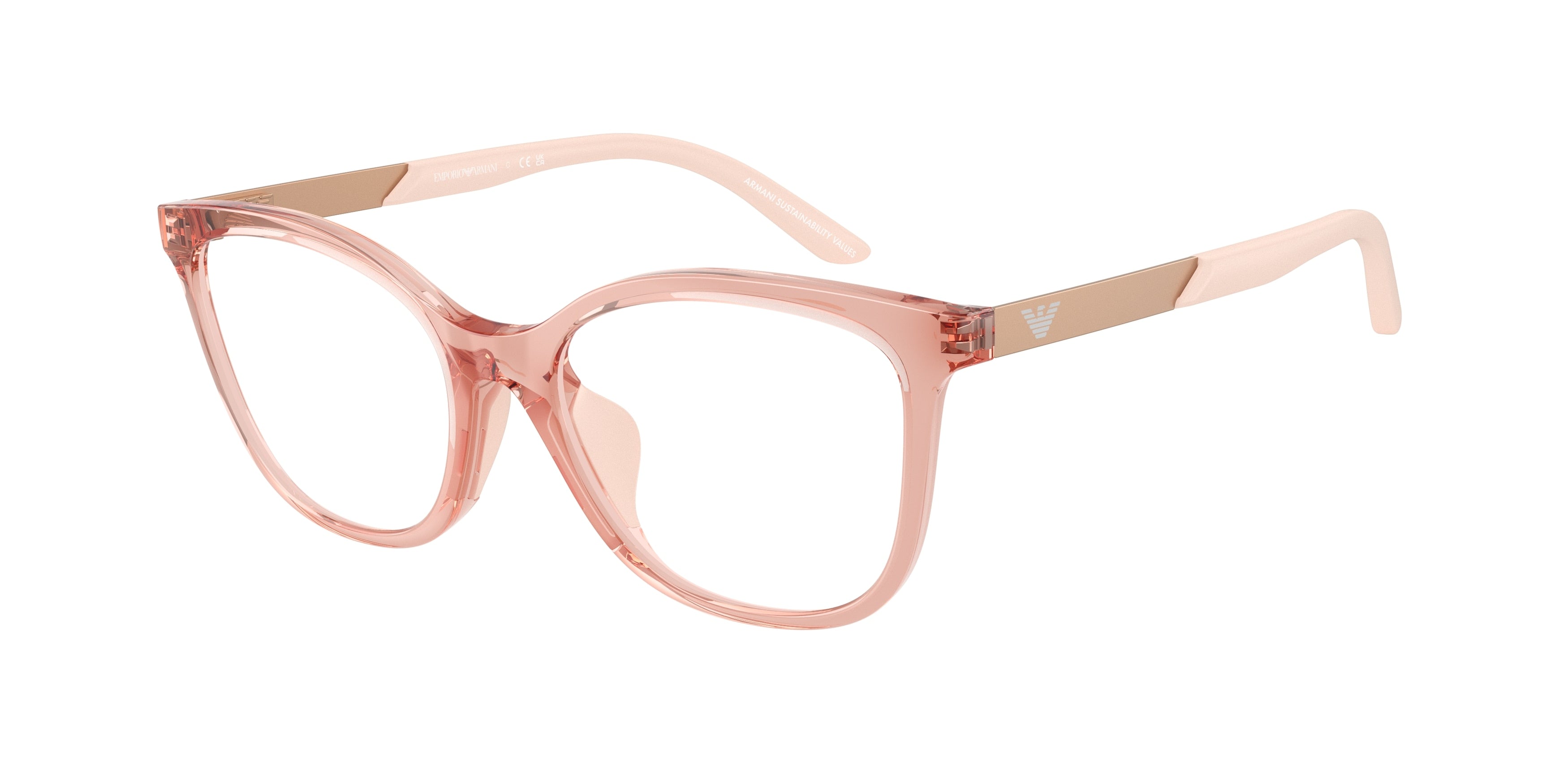 Emporio Armani Kids EK3011U Butterfly Eyeglasses for Women — Free Shipping - 46-130-16 / 6346-Shiny Transparent Pink