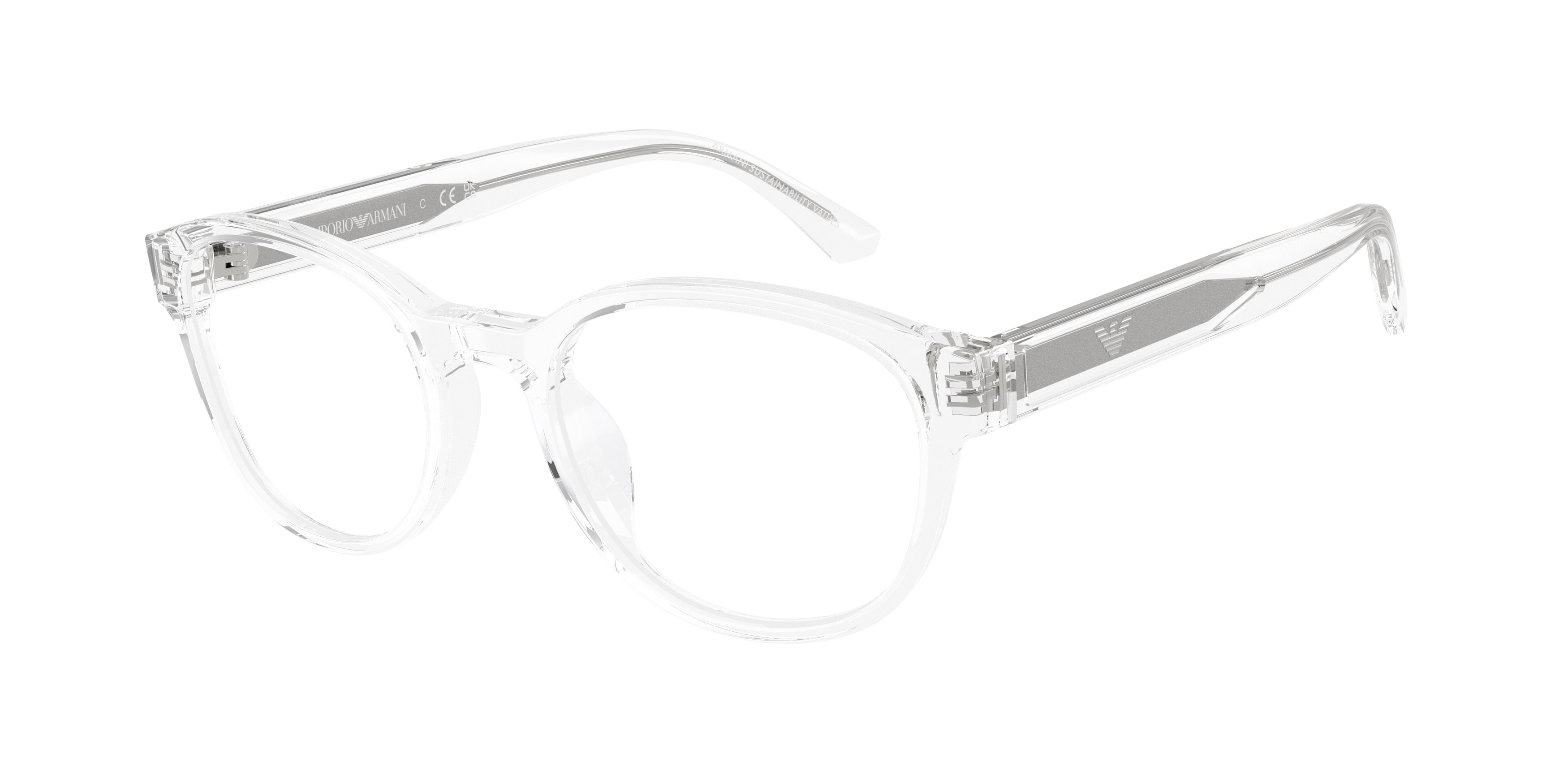 Emporio Armani Kids EK3012U Phantos Eyeglasses  6344-Shiny Crystal 49-130-19 - Color Map Transparent