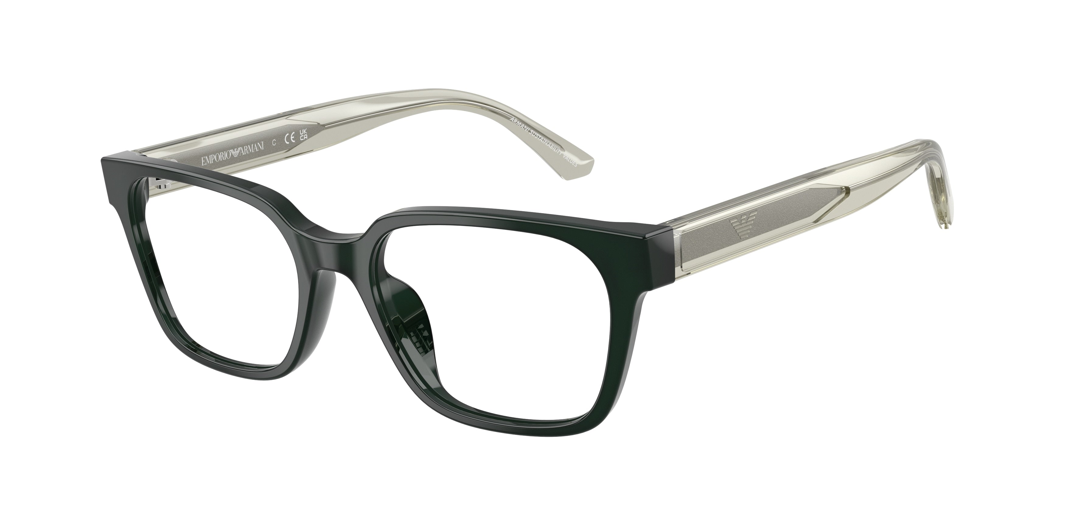 Emporio Armani Kids EK3013U Rectangle Eyeglasses  6381-Shiny Green 48-130-16 - Color Map Green