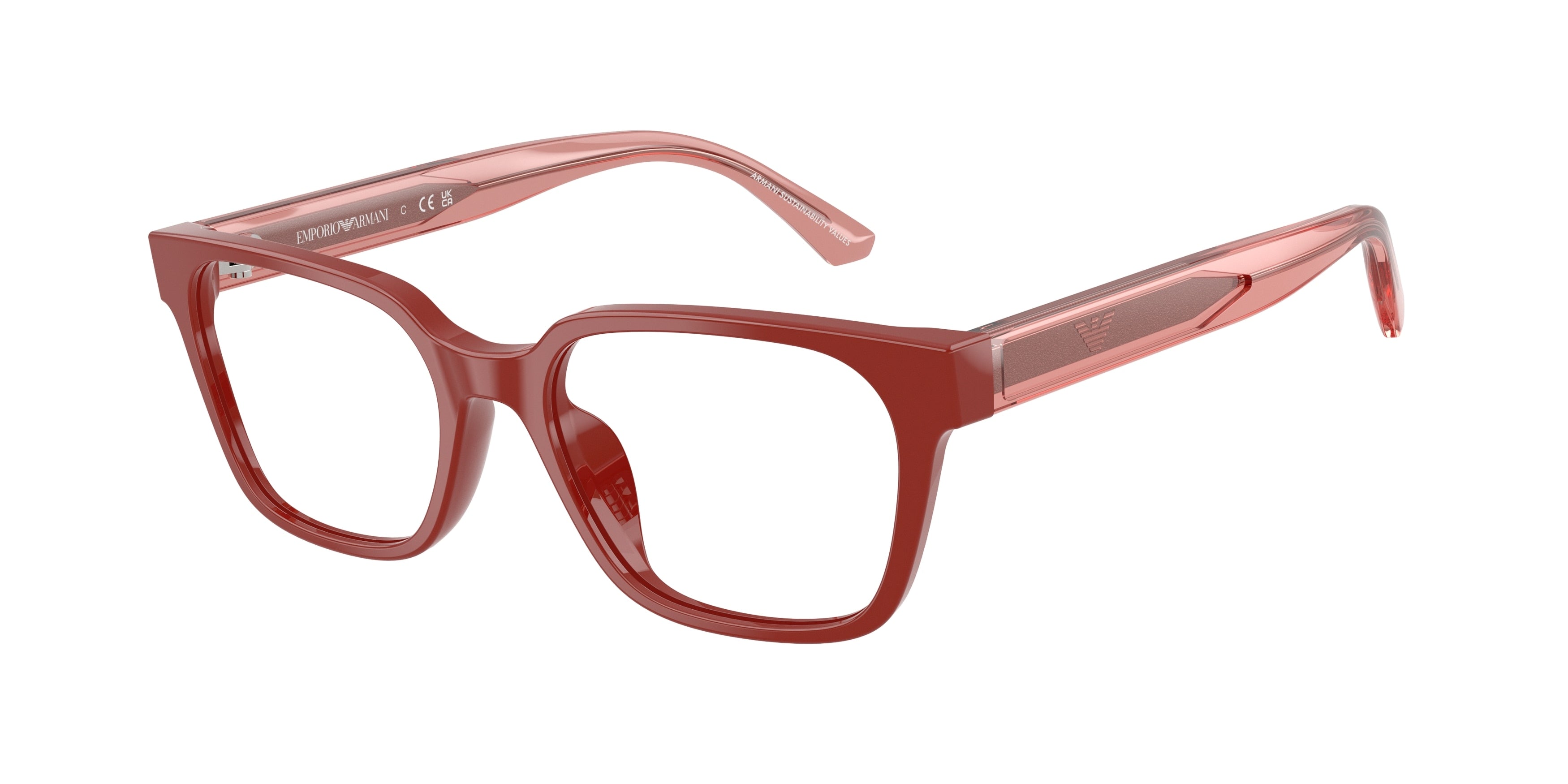 Emporio Armani Kids EK3013U Rectangle Eyeglasses  6385-Shiny Red 48-130-16 - Color Map Red