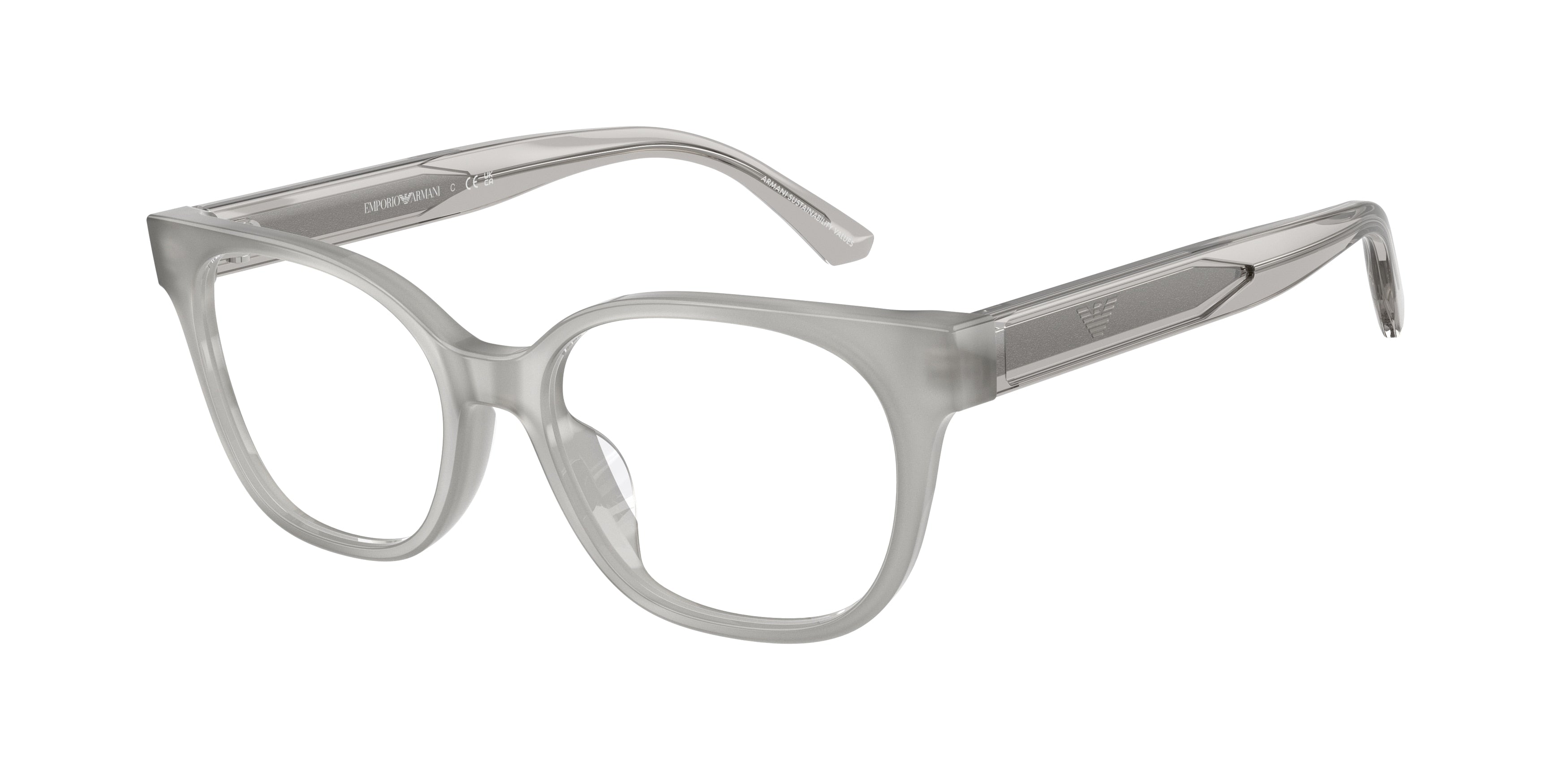 Emporio Armani Kids EK3014U Cat Eye Eyeglasses  6386-Shiny Opal Grey 48-130-15 - Color Map Grey