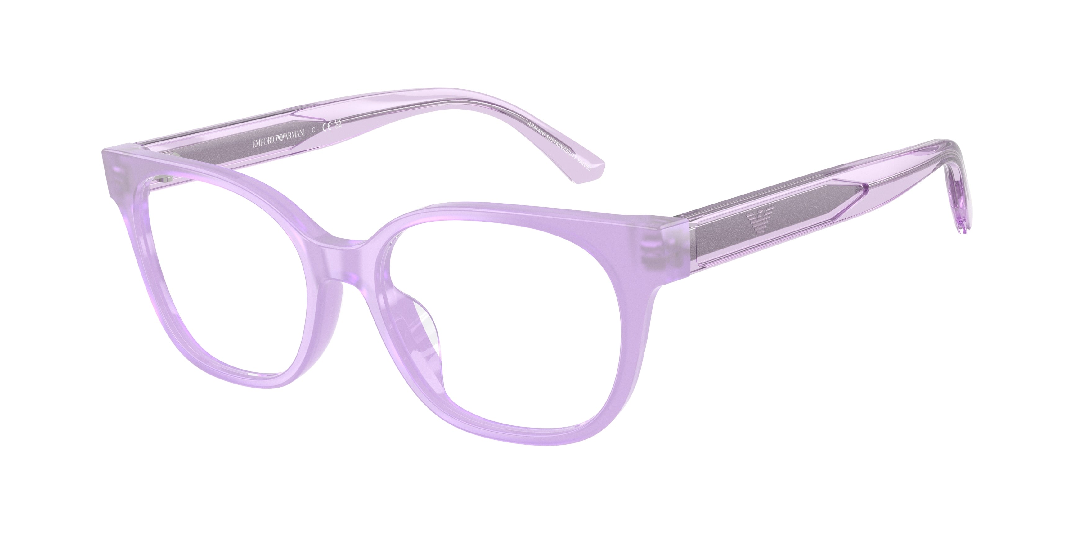 Emporio Armani Kids EK3014U Cat Eye Eyeglasses  6388-Opal Lillac 48-130-15 - Color Map Violet