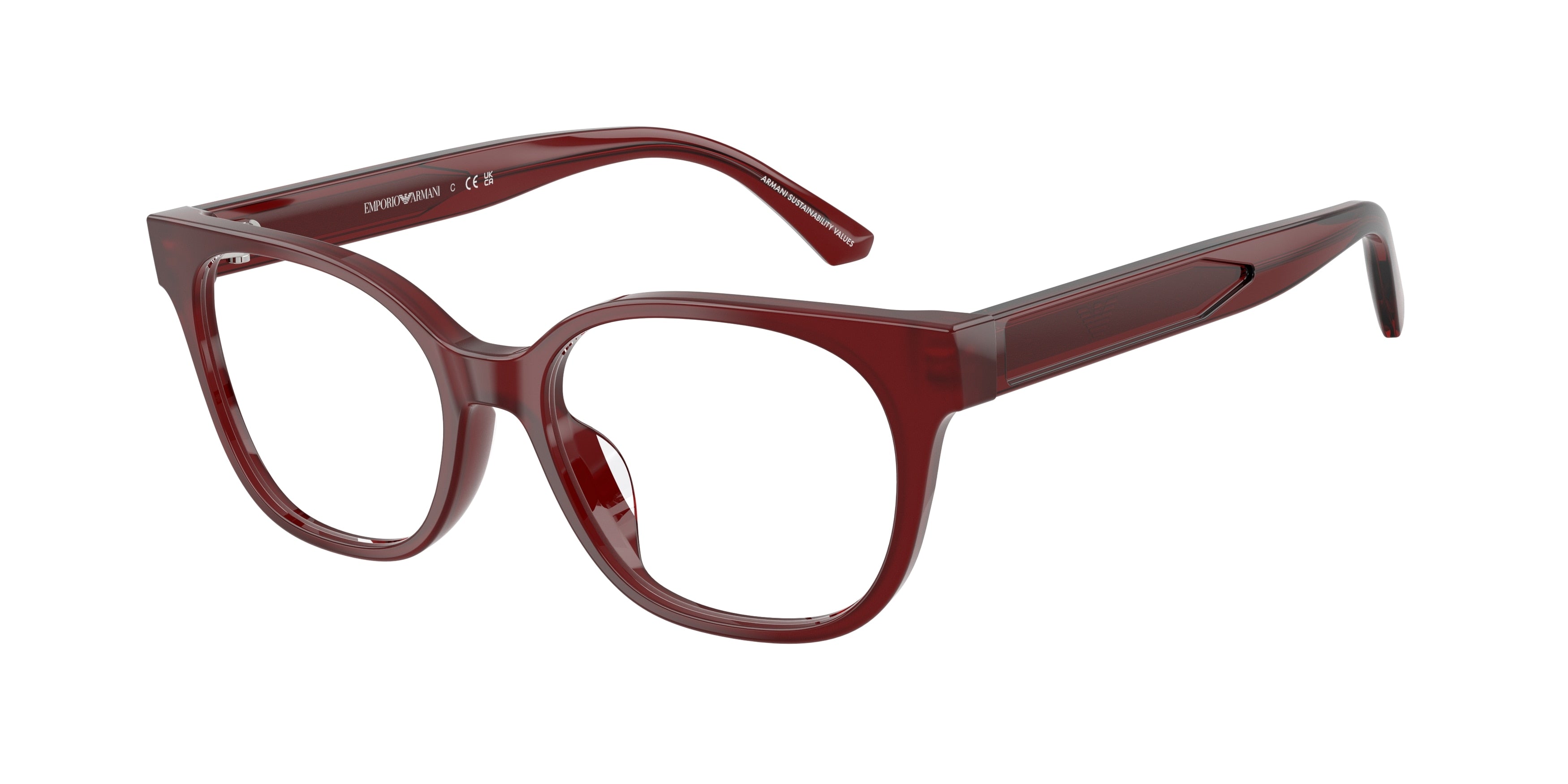 Emporio Armani Kids EK3014U Cat Eye Eyeglasses  6389-Shiny Opal Red 48-130-15 - Color Map Red