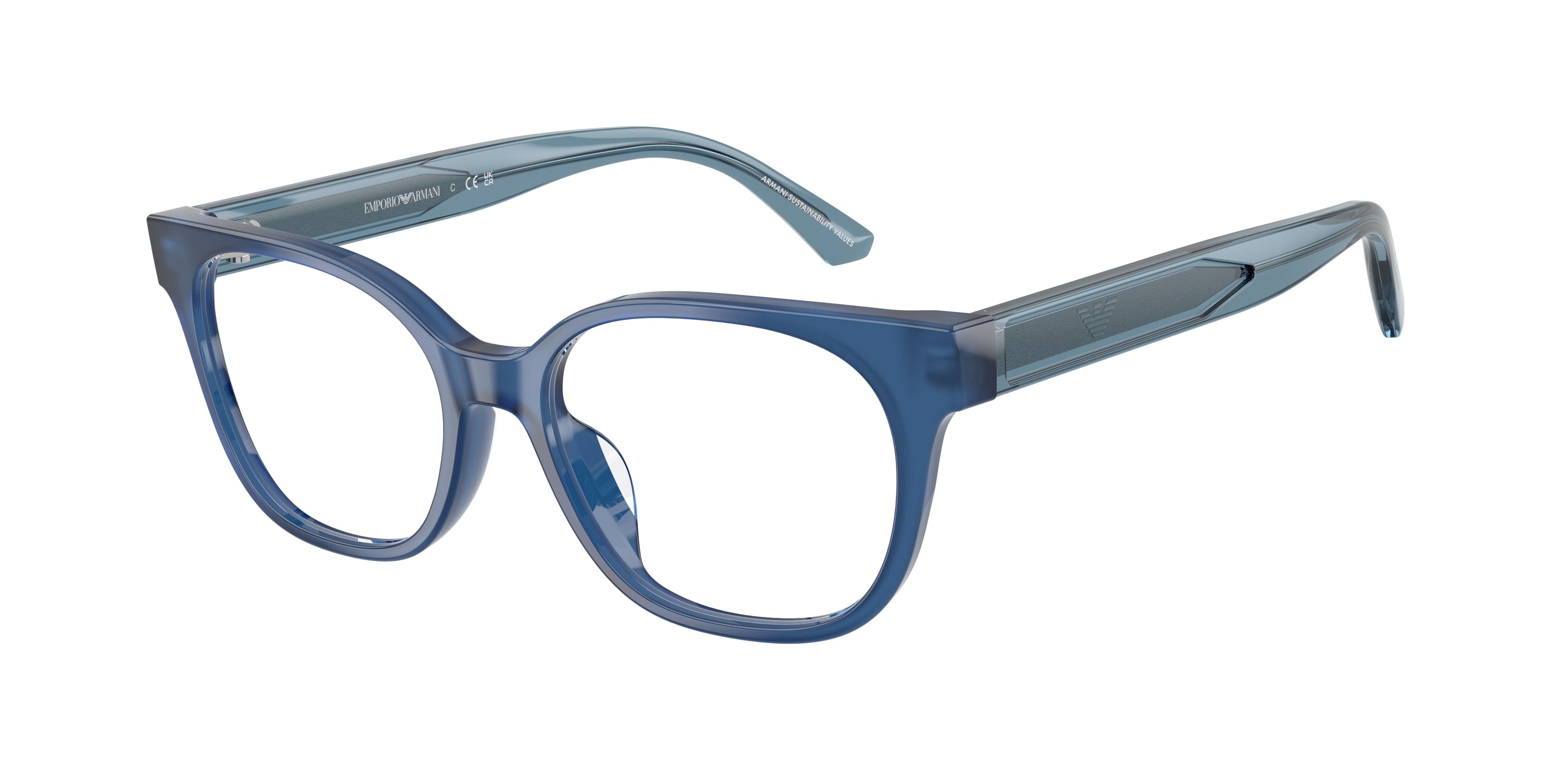 Emporio Armani Kids EK3014U Cat Eye Eyeglasses  6390-Shiny Opal Blue 48-130-15 - Color Map Blue