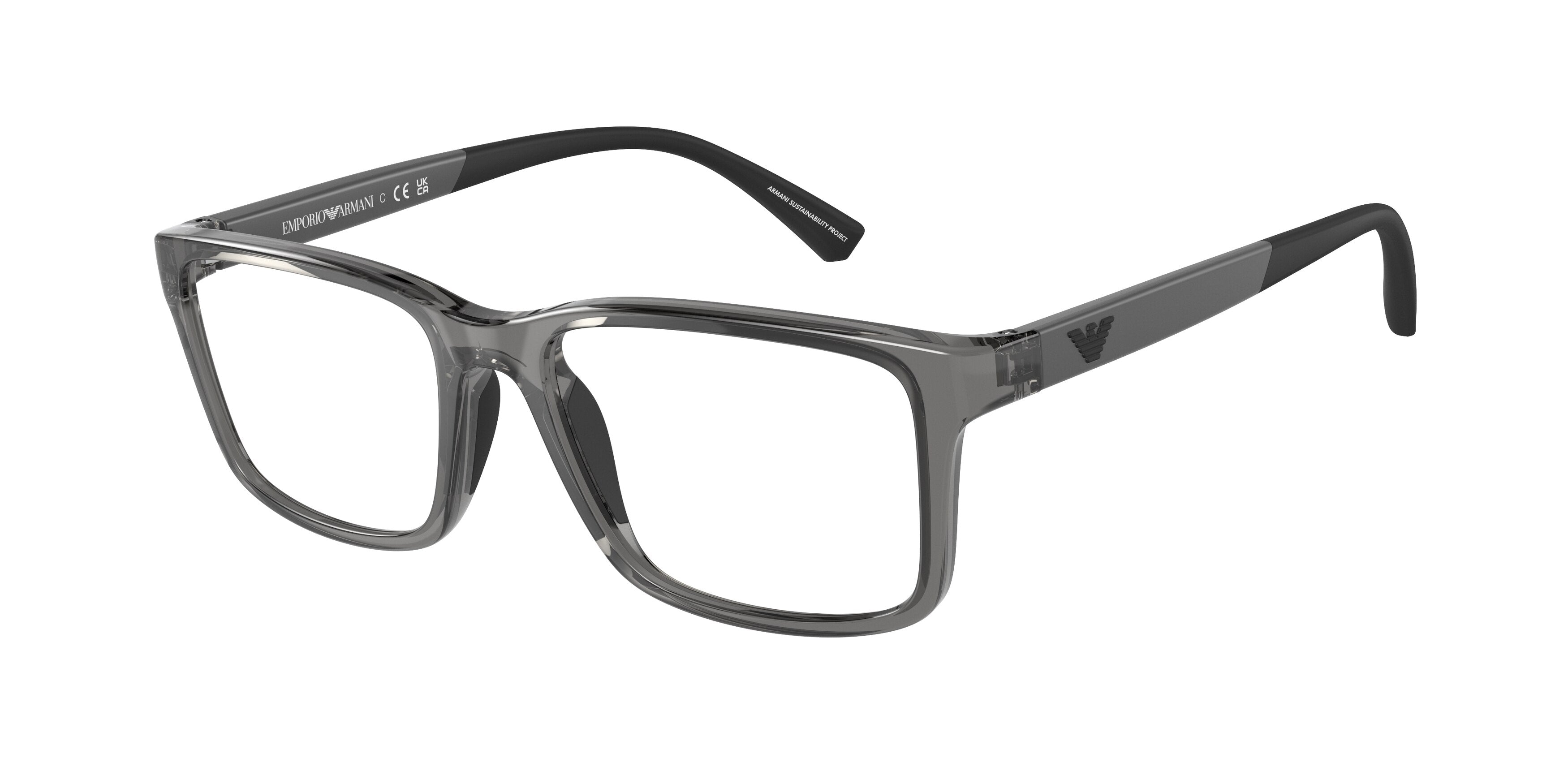 Emporio Armani Kids EK3203F Pillow Eyeglasses  5215-Shiny Transparent Grey 50-130-16 - Color Map Grey