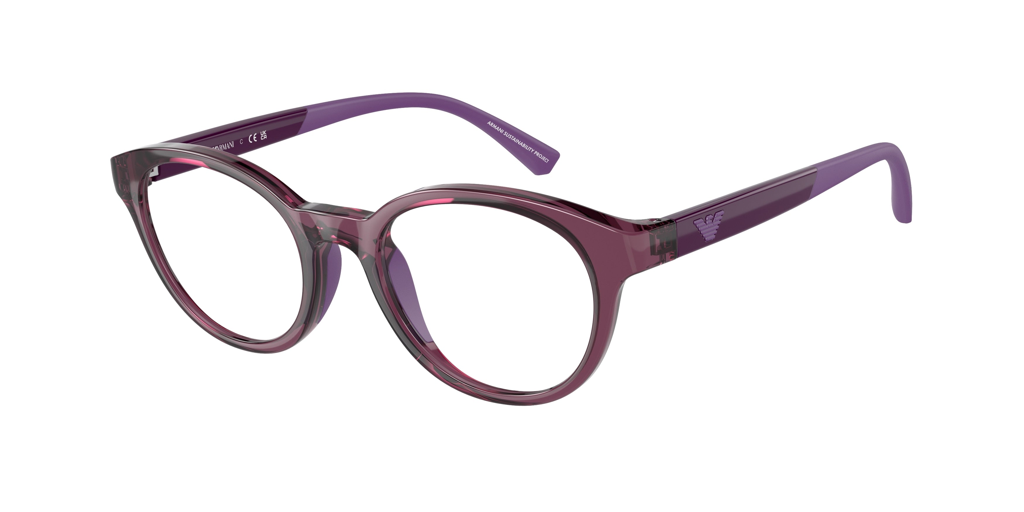 Emporio Armani Kids EK3205 Phantos Eyeglasses  5071-Shiny Transparent Violet 46-125-18 - Color Map Violet
