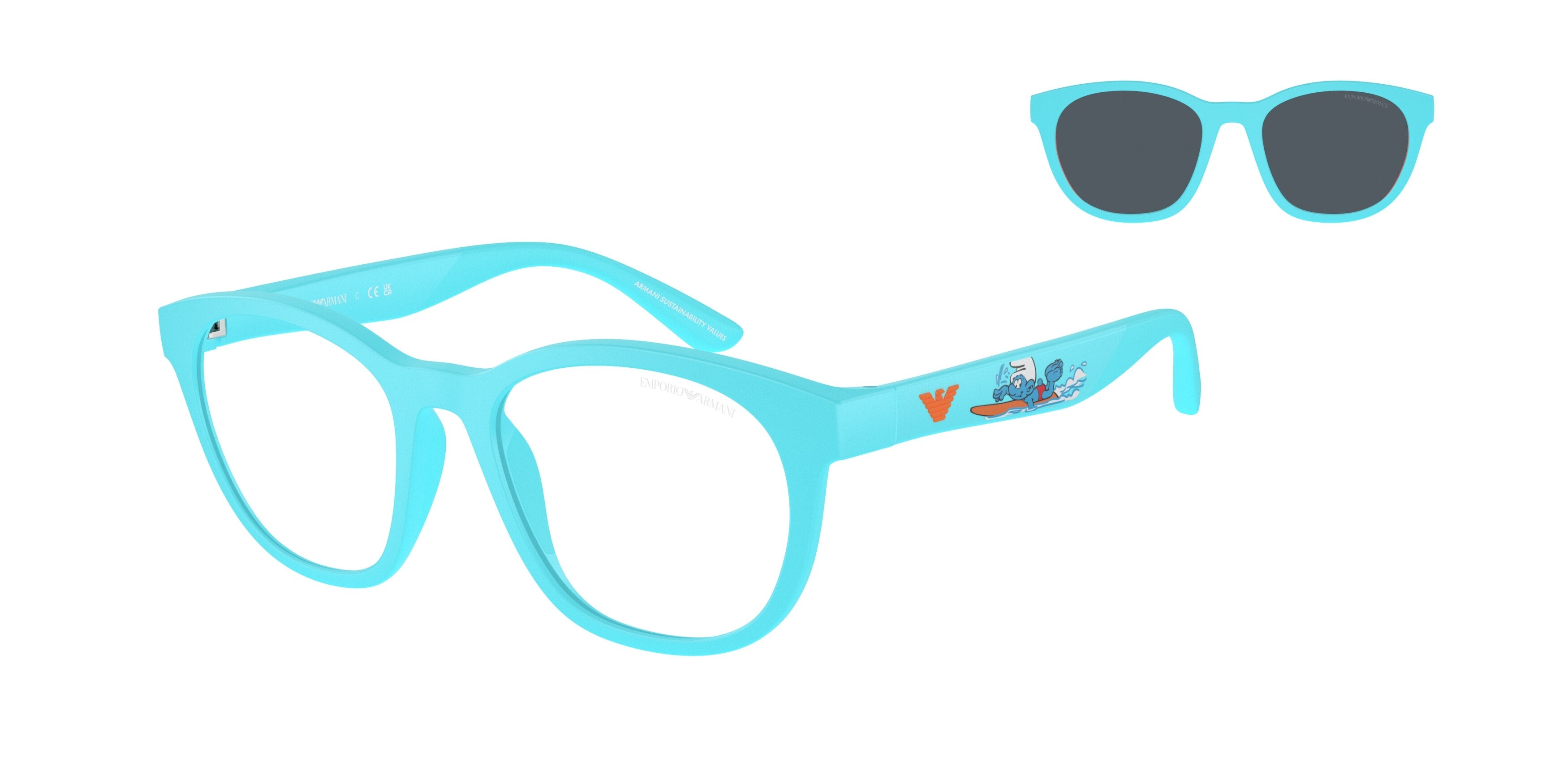 Emporio Armani Kids EK4001F Phantos Sunglasses  61451W-Matte Azure 47-125-17 - Color Map Blue