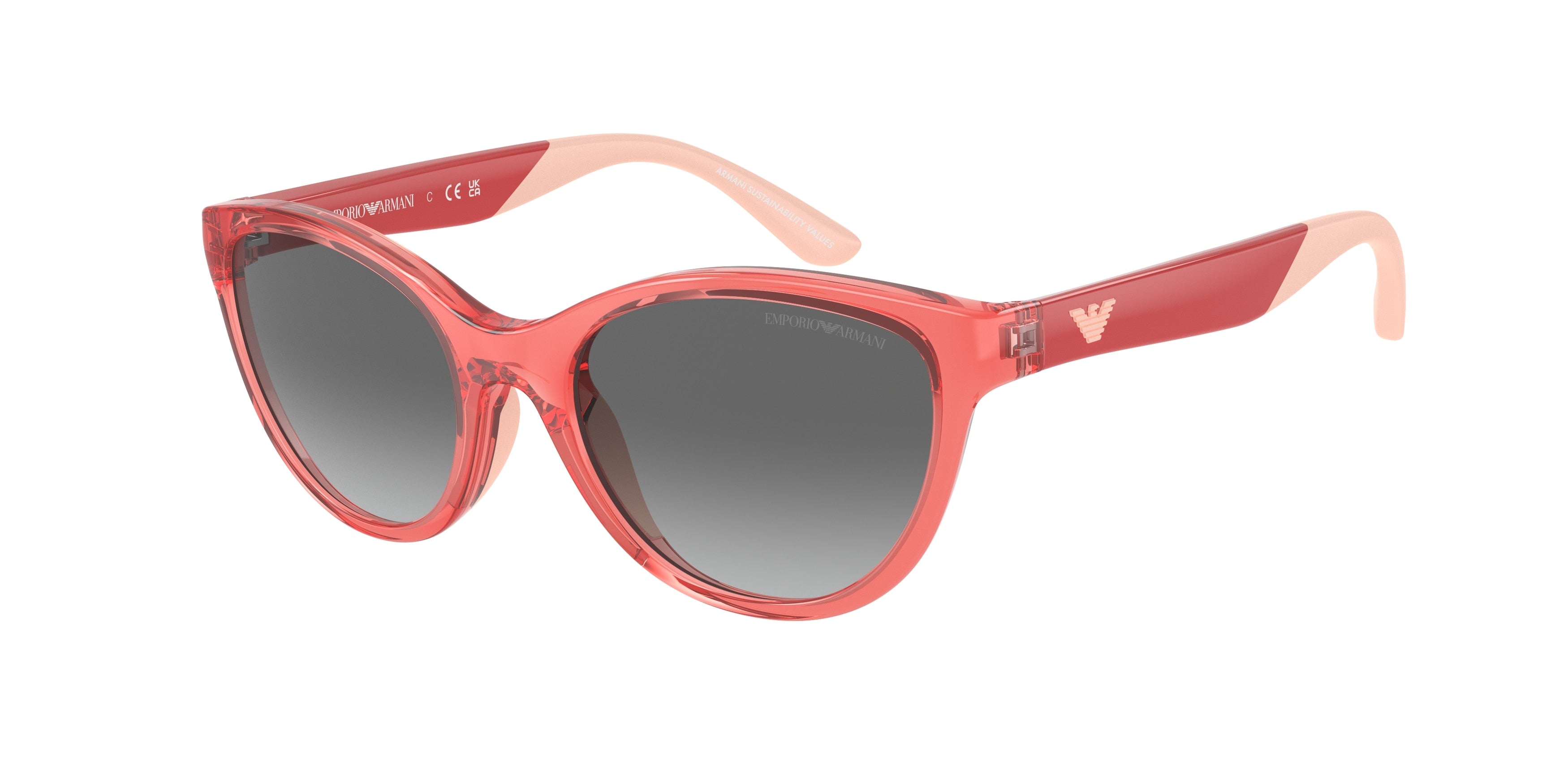 Emporio Armani Kids EK4003 Cat Eye Sunglasses  537711-Shiny Transparent Coral 48-125-17 - Color Map Pink