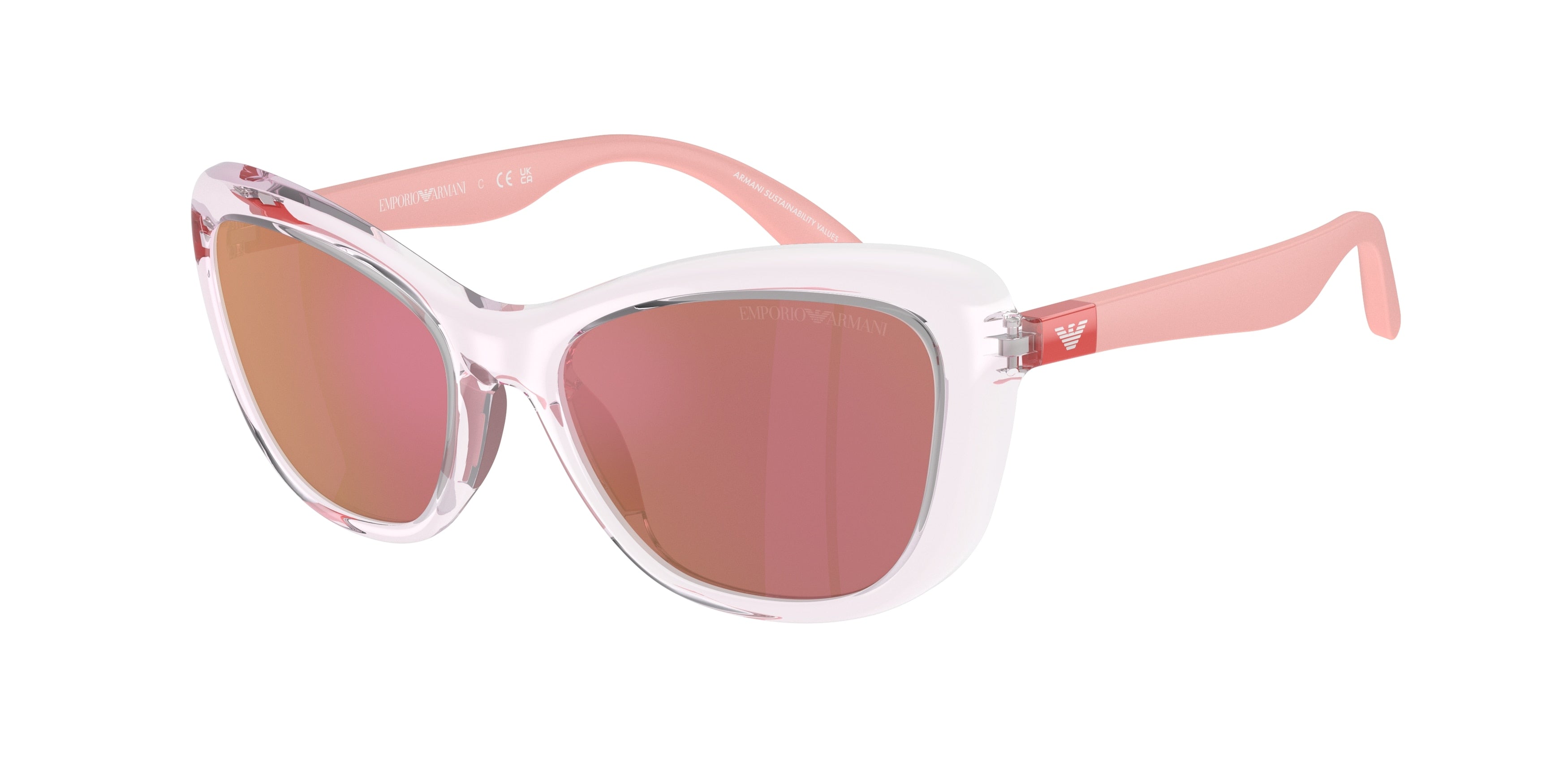 Emporio Armani Kids EK4004F Butterfly Sunglasses  6139D0-Shiny Transparent Pink 50-125-16 - Color Map Pink