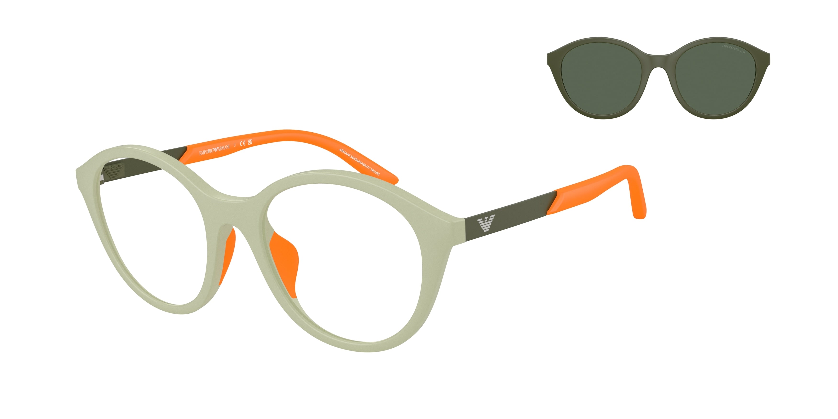 Emporio Armani Kids EK4005U Round Sunglasses  62761W-Matte Agave Green 48-130-18 - Color Map Green