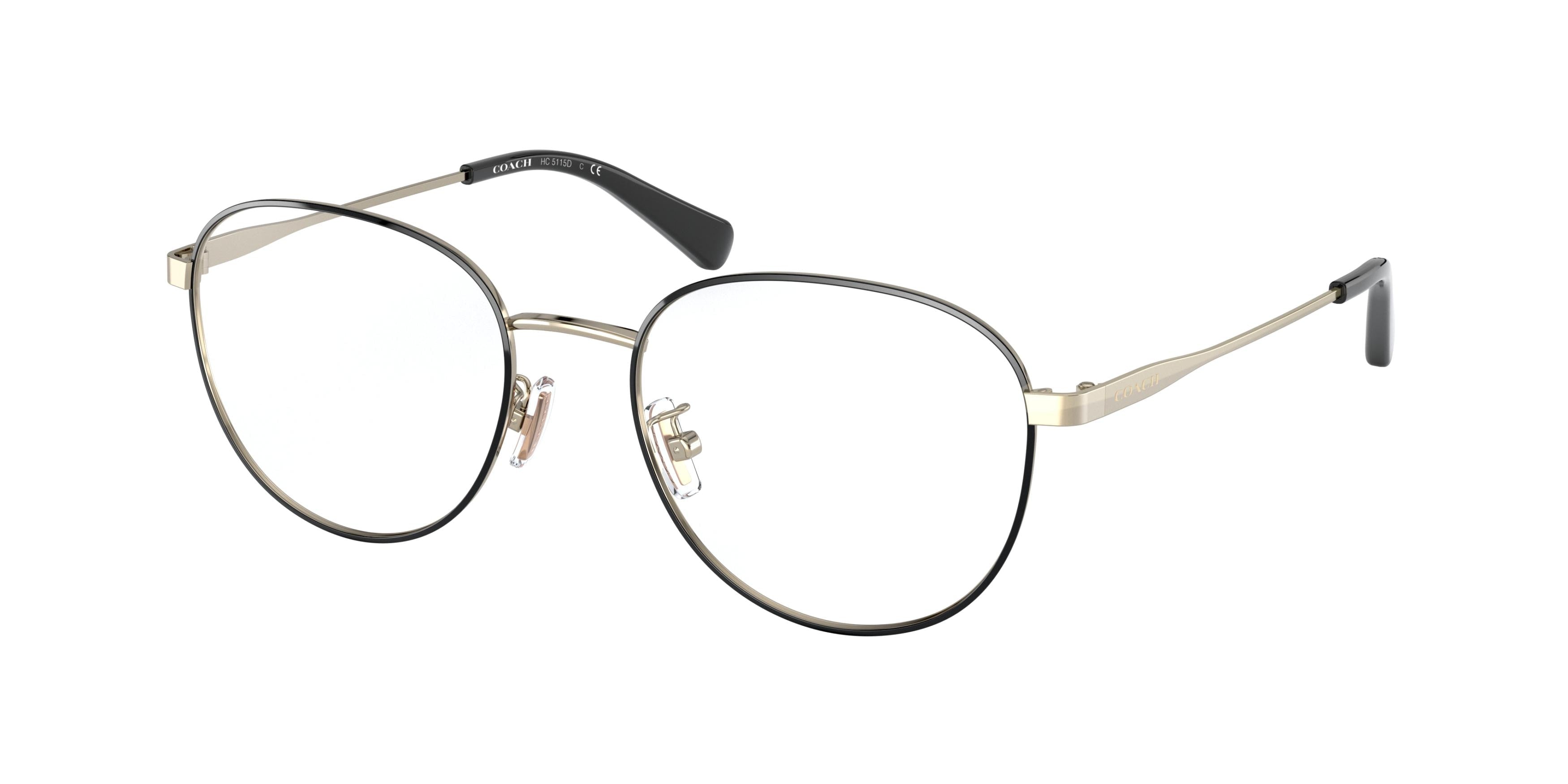Coach HC5115D Round Eyeglasses  9346-Black / Light Gold 53-145-19 - Color Map Black