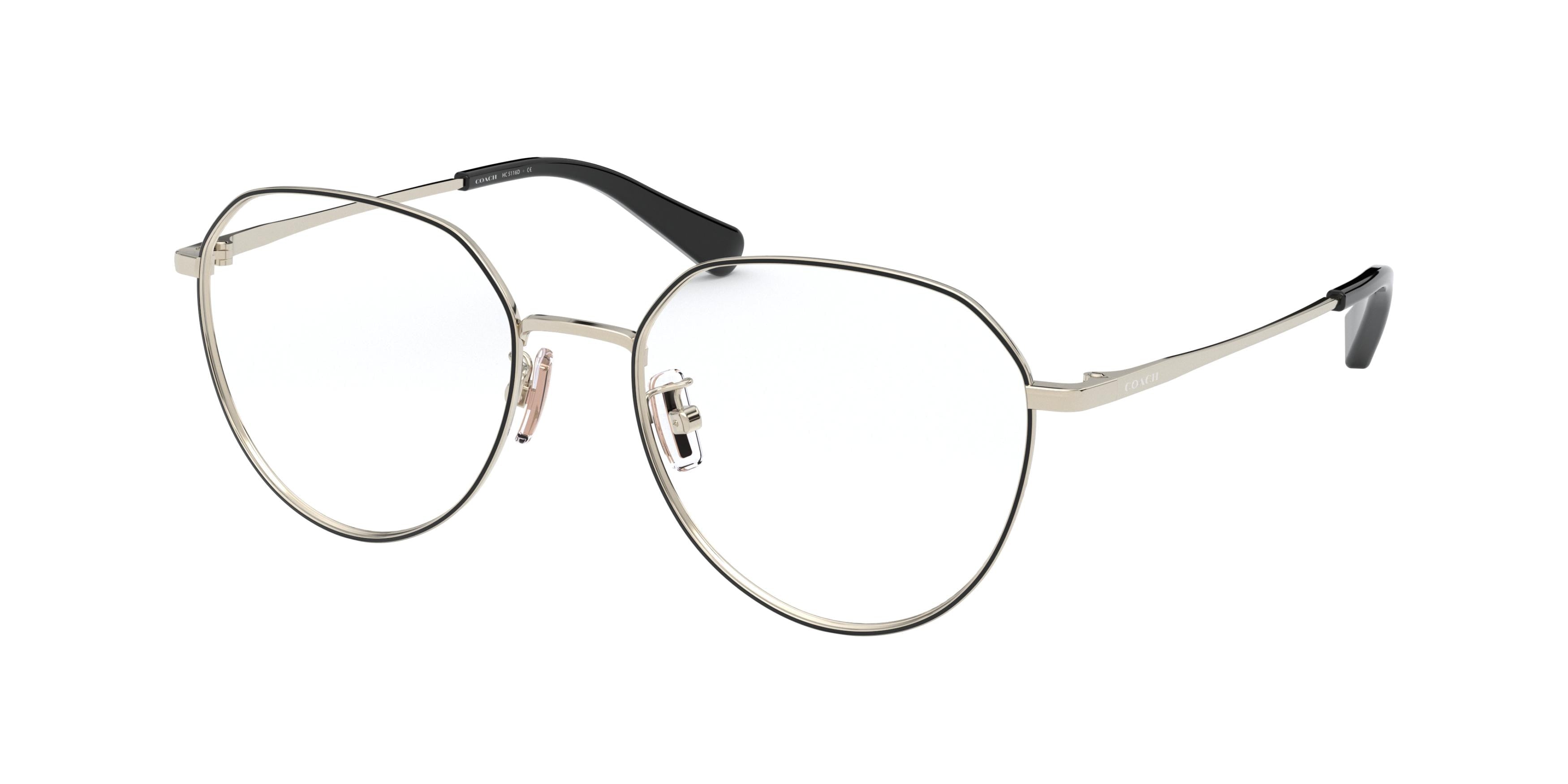 Coach HC5116D Rectangle Eyeglasses  9346-Black / Light Gold 53-140-18 - Color Map Black
