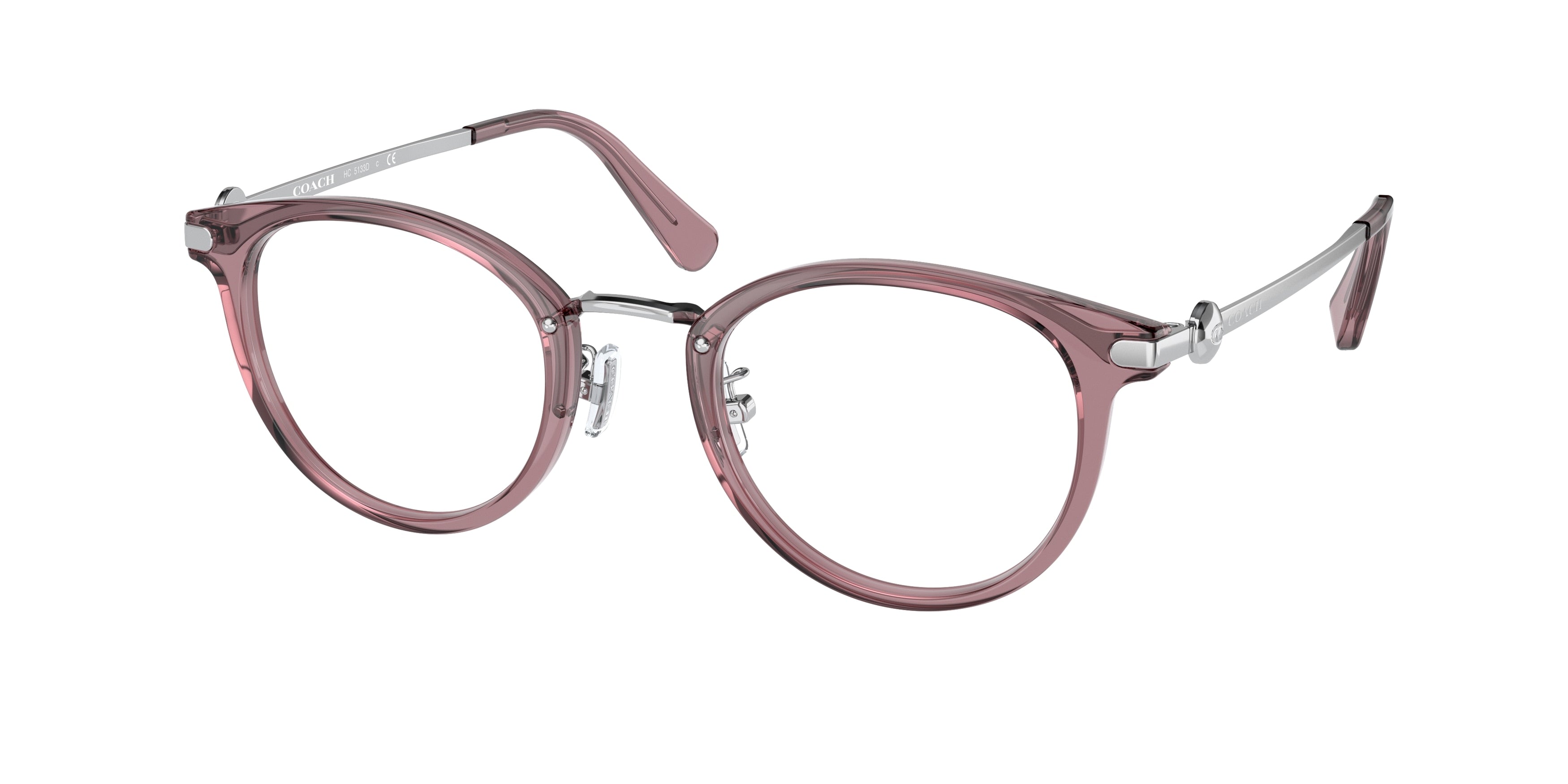 Coach HC5133D Round Eyeglasses  5568-Transparent Purple 49-145-23 - Color Map Violet