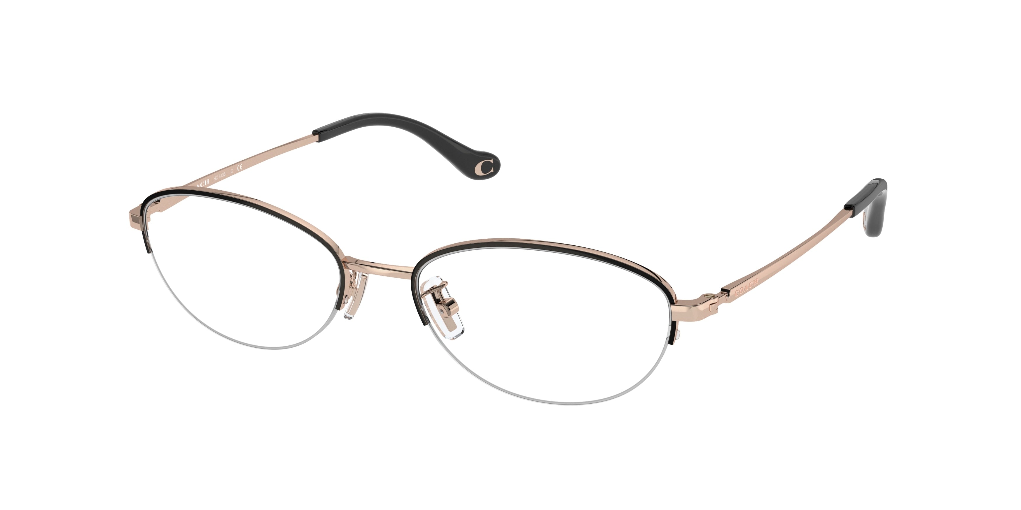 Coach HC5136 Oval Eyeglasses  9404-Rose Gold/Black 53-140-17 - Color Map Pink