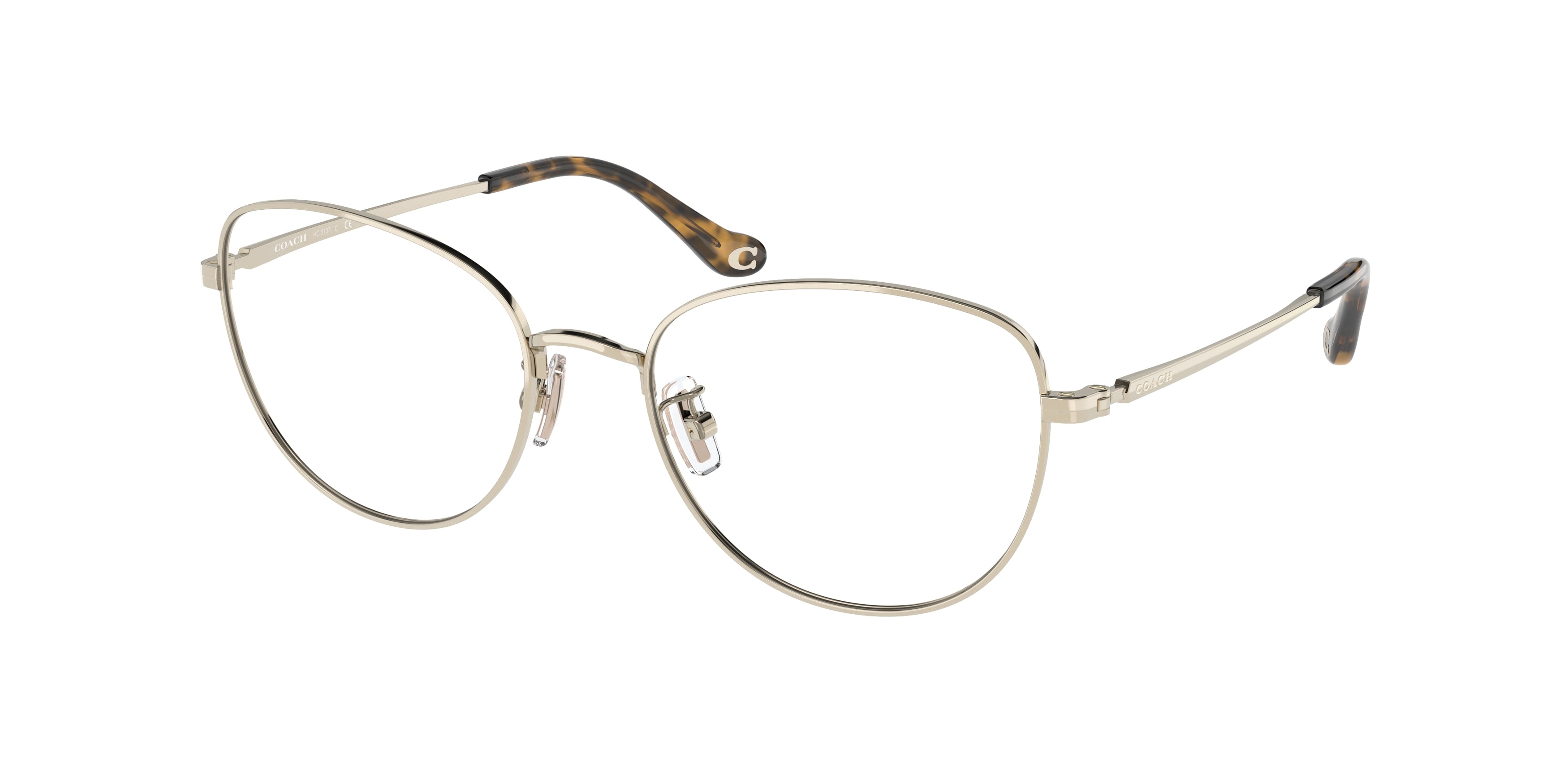 Coach HC5137 Cat Eye Eyeglasses  9005-Shiny Light Gold 53-140-18 - Color Map Gold