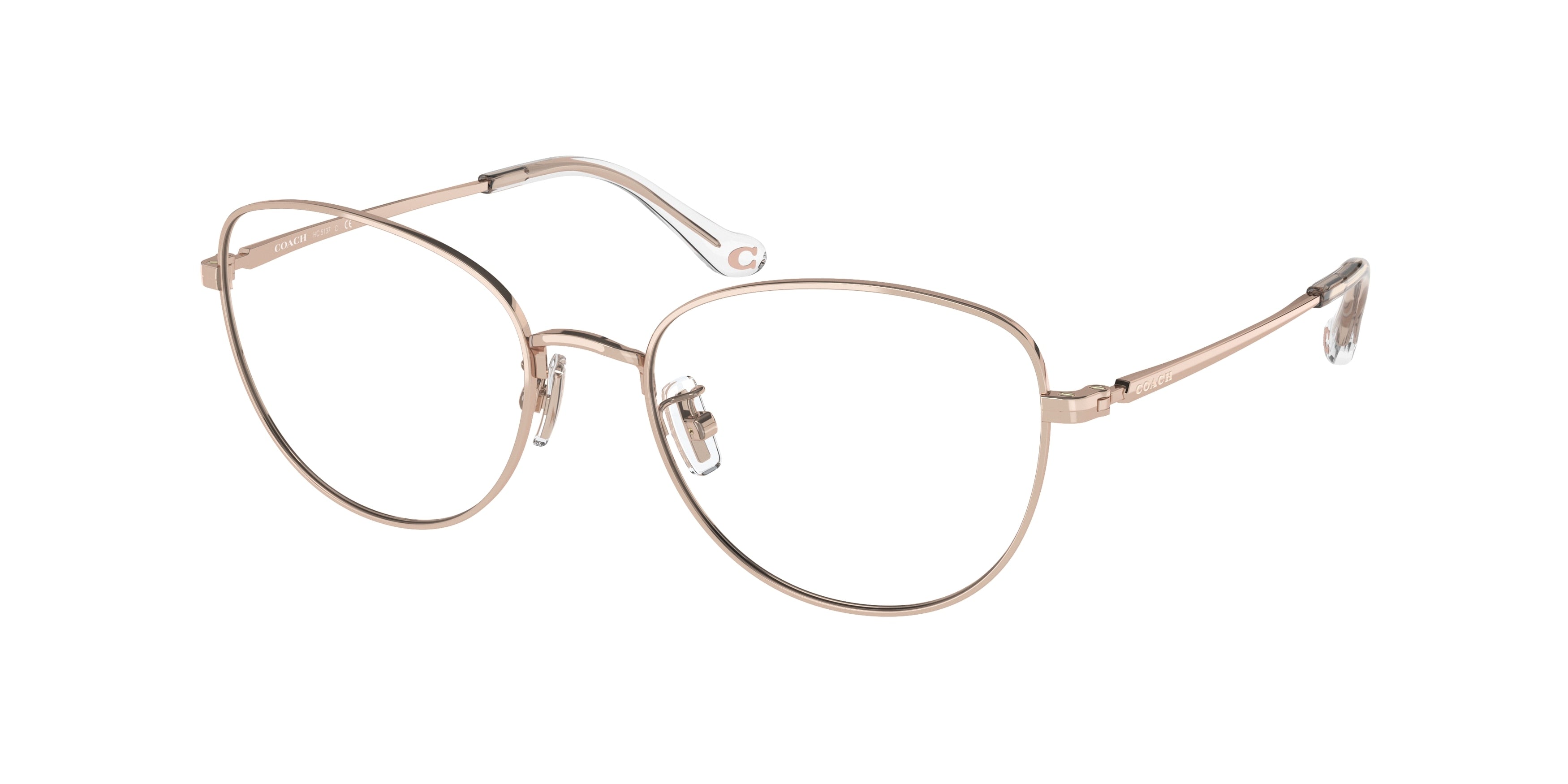 Coach HC5137 Cat Eye Eyeglasses  9331-Shiny Rose Gold 53-140-18 - Color Map Gold