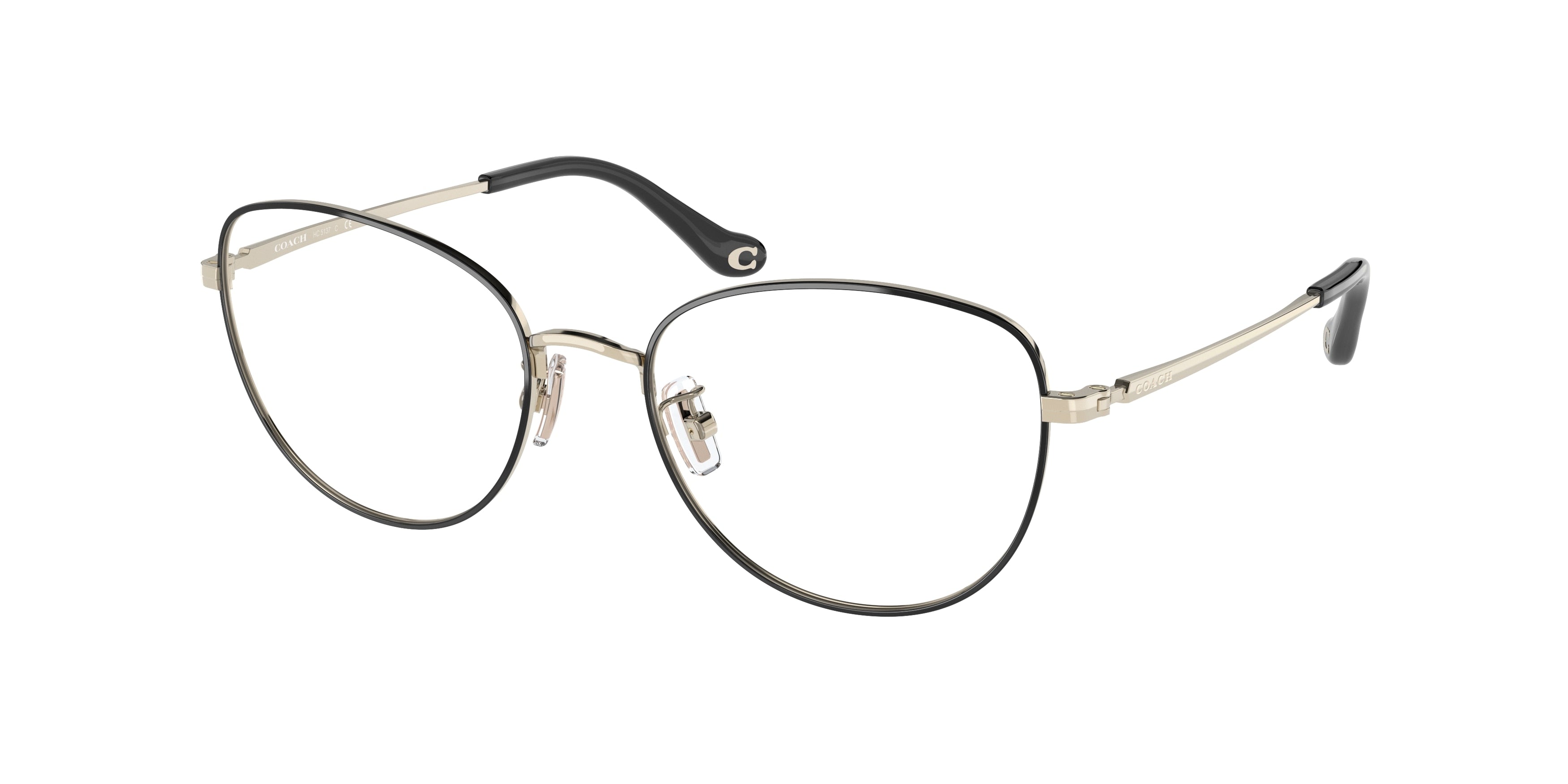 Coach HC5137 Cat Eye Eyeglasses  9346-Black/Light Gold 53-140-18 - Color Map Black