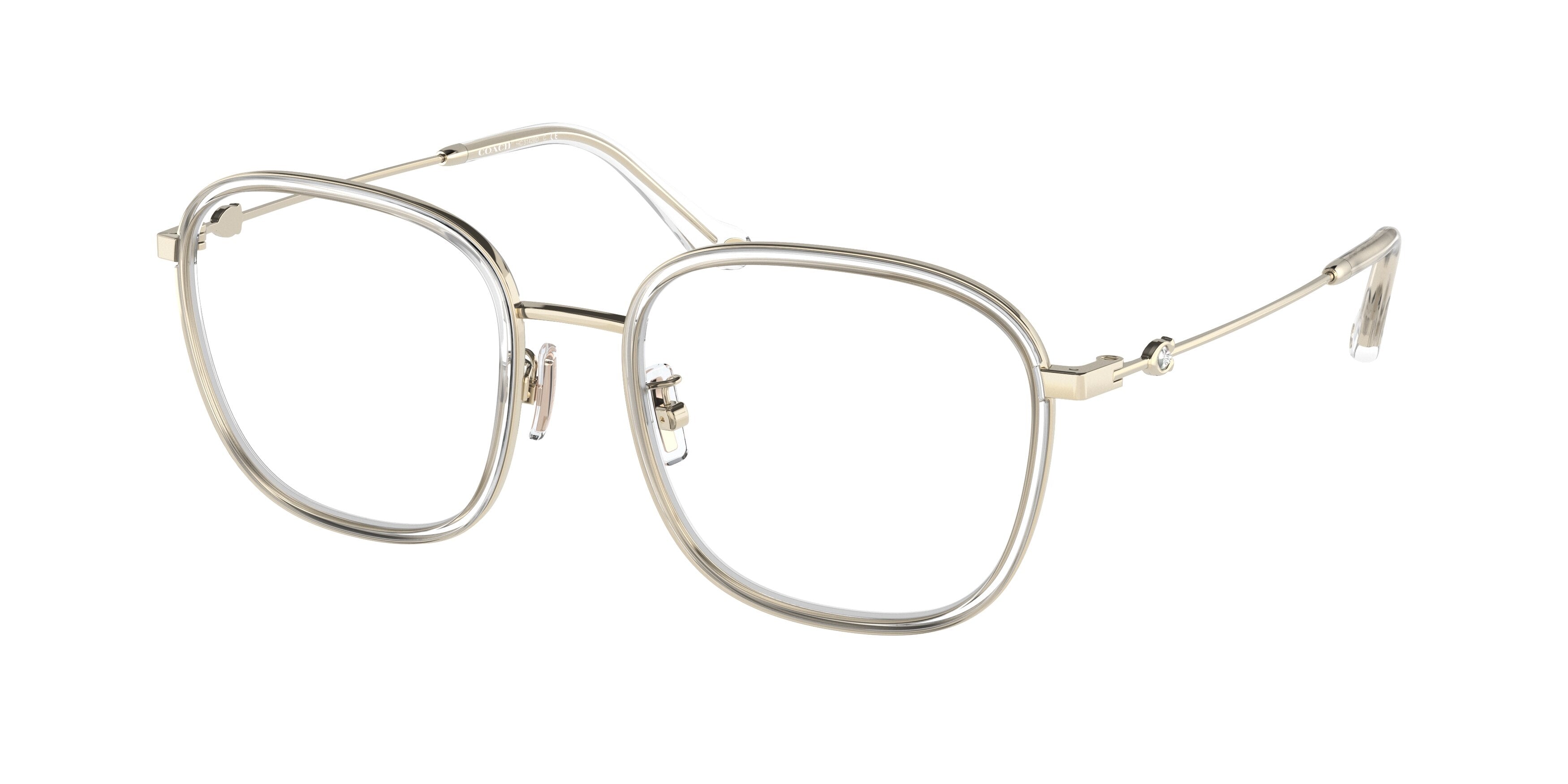 Coach HC5142BD Square Eyeglasses  5111-Light Gold/Crystal Clear 54-145-19 - Color Map Gold