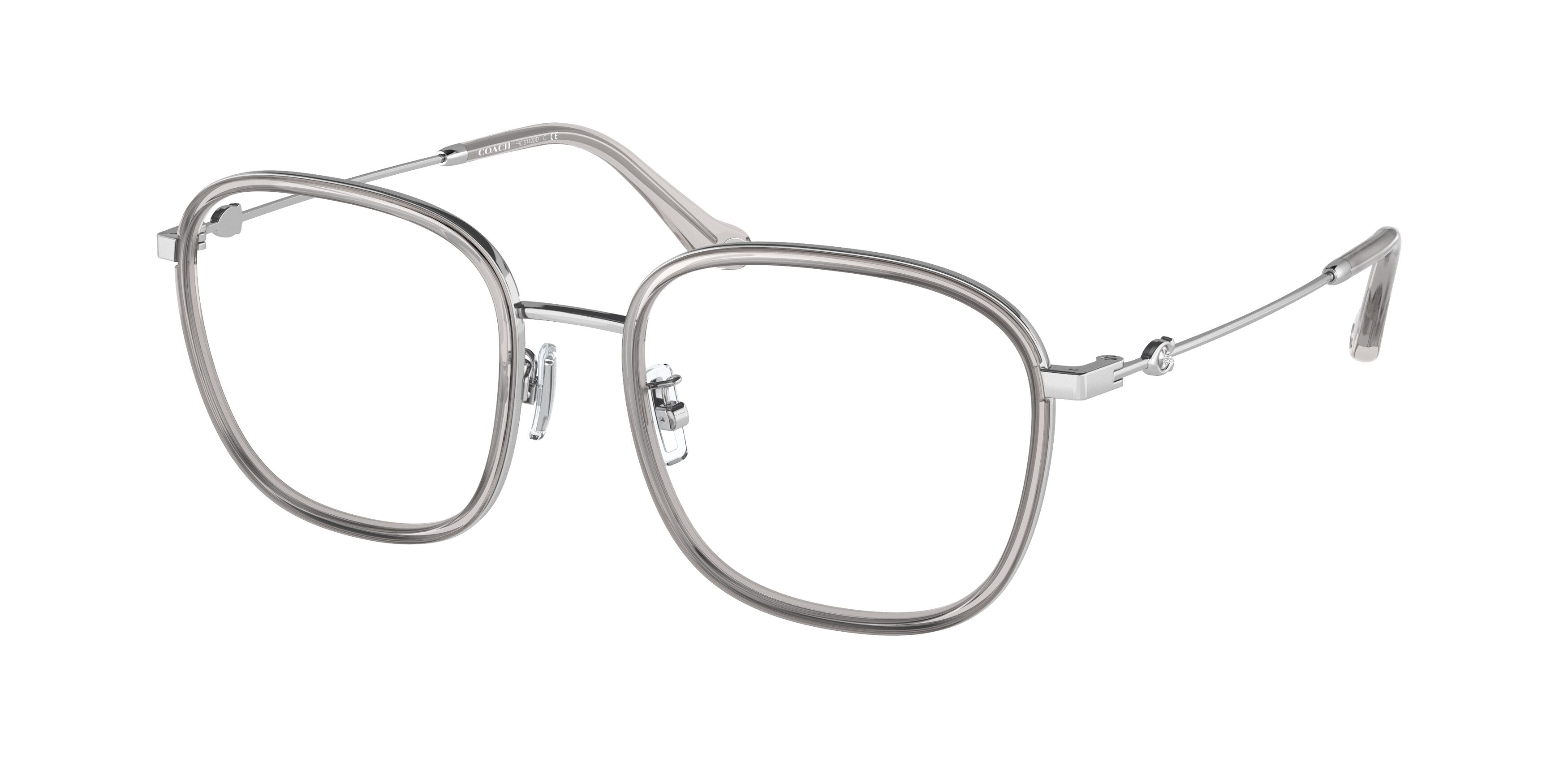 Coach HC5142BD Square Eyeglasses  5537-Silver / Transparent Grey 54-145-19 - Color Map Silver