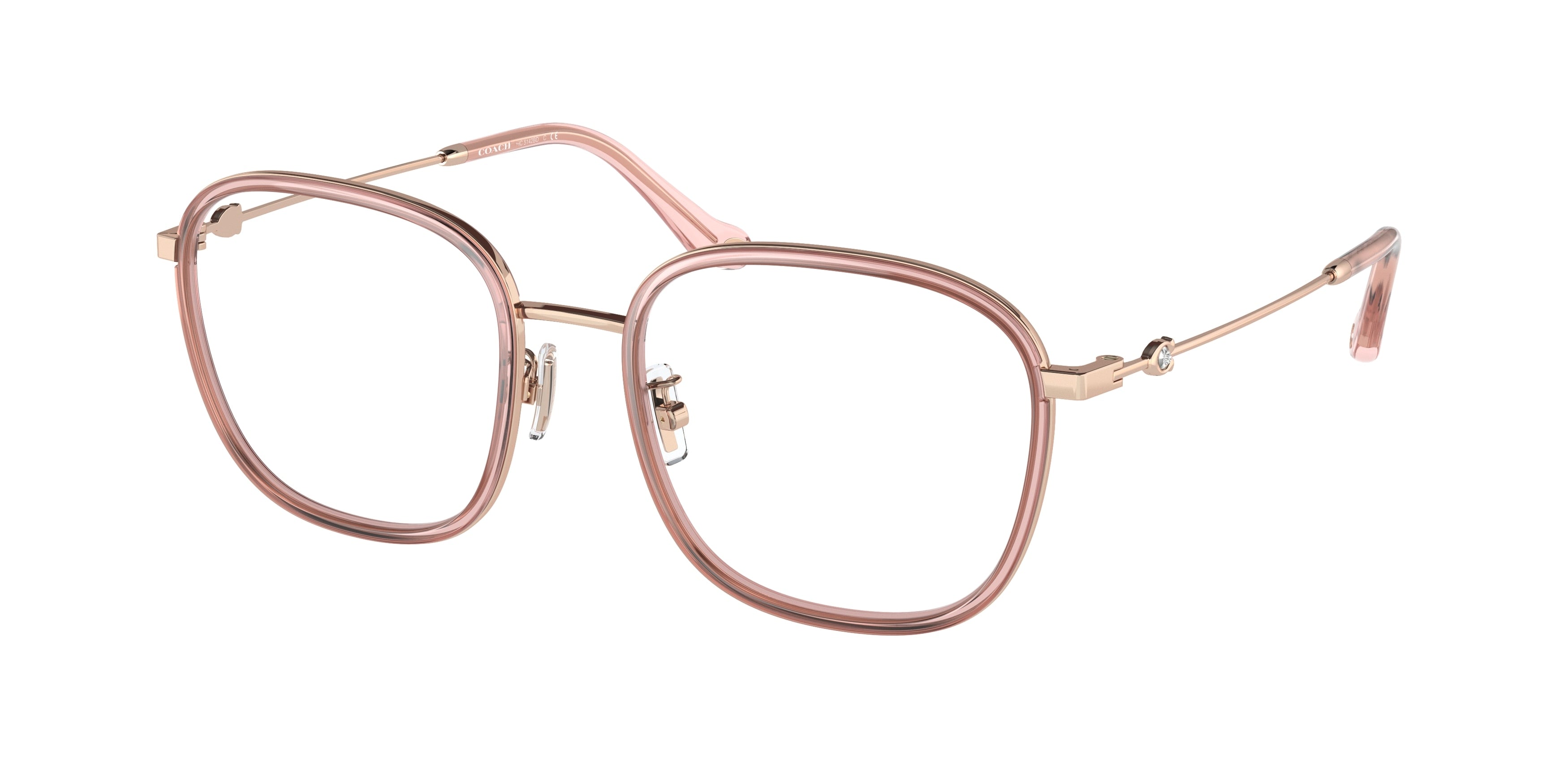 Coach HC5142BD Square Eyeglasses  5666-Rose Gold/Transparent Pink 54-145-19 - Color Map Pink