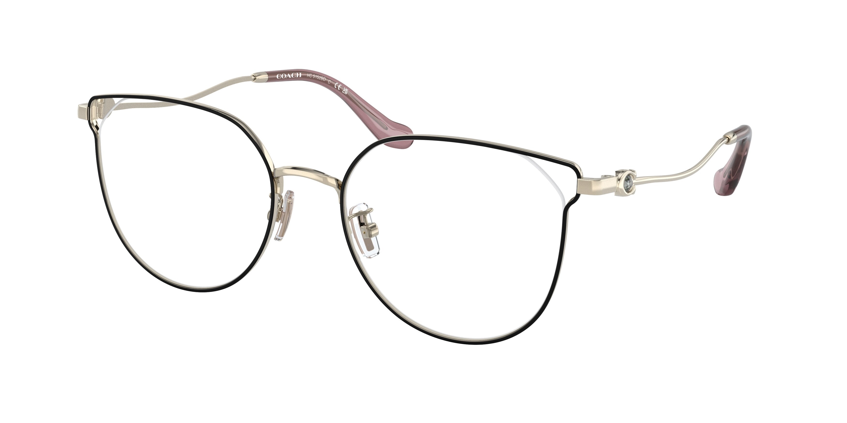Coach HC5152BD Irregular Eyeglasses  9396-Shiny Light Gold/Black 55-145-19 - Color Map Gold