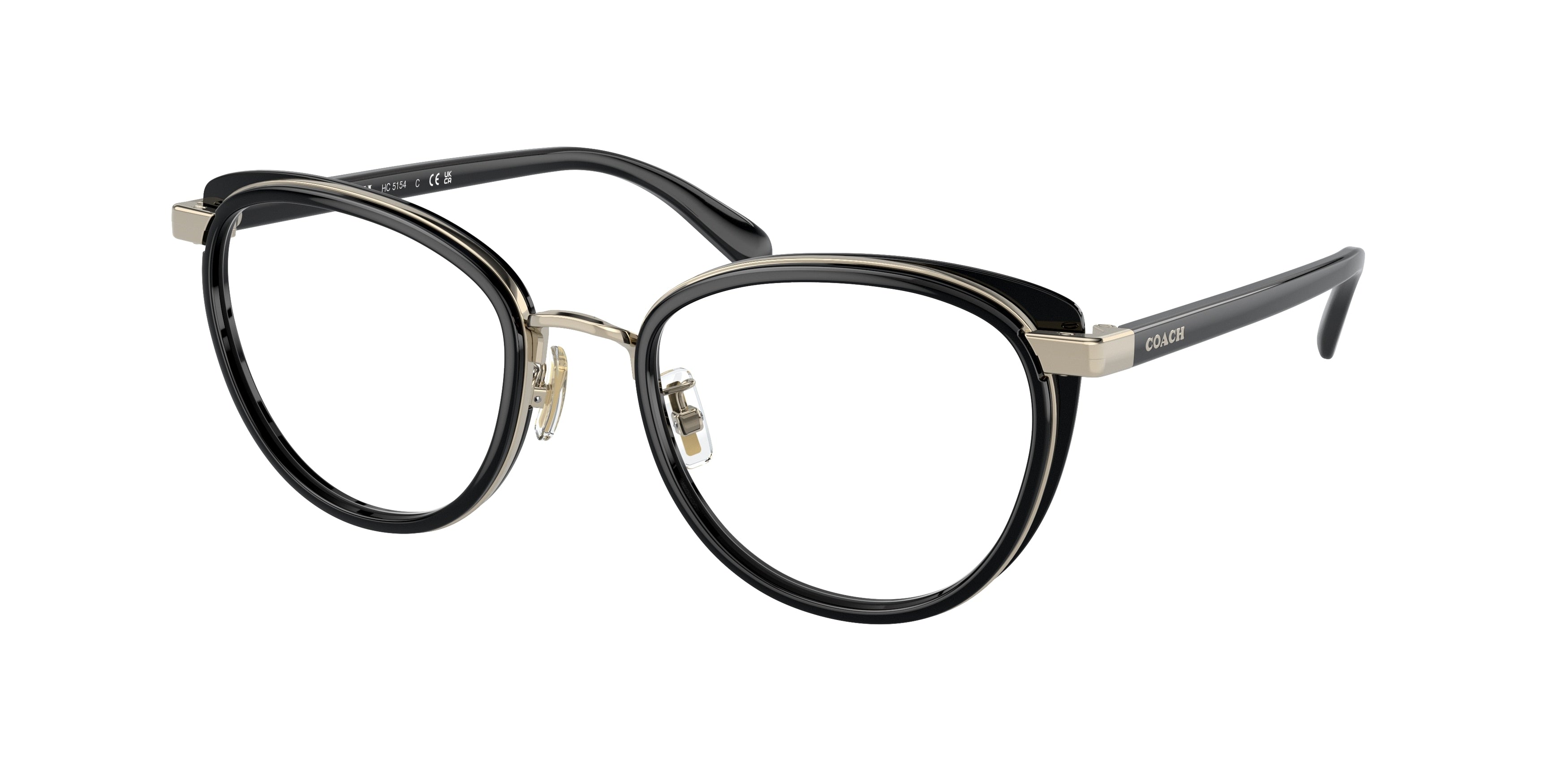 Coach HC5154 Round Eyeglasses  9430-Light Gold / Black 52-140-20 - Color Map Gold