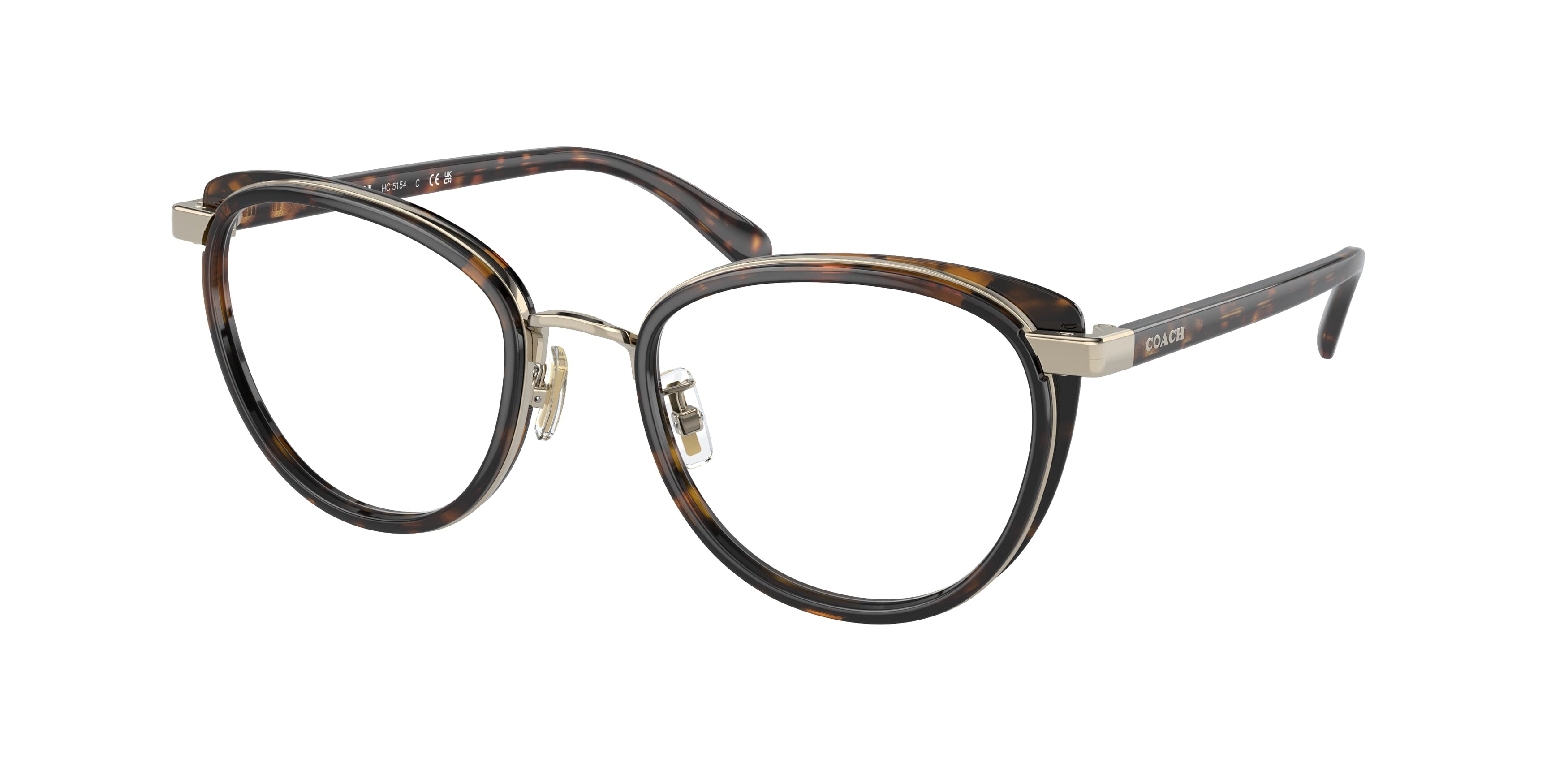 Coach HC5154 Round Eyeglasses  9431-Light Gold/Dark Tortoise 52-140-20 - Color Map Gold