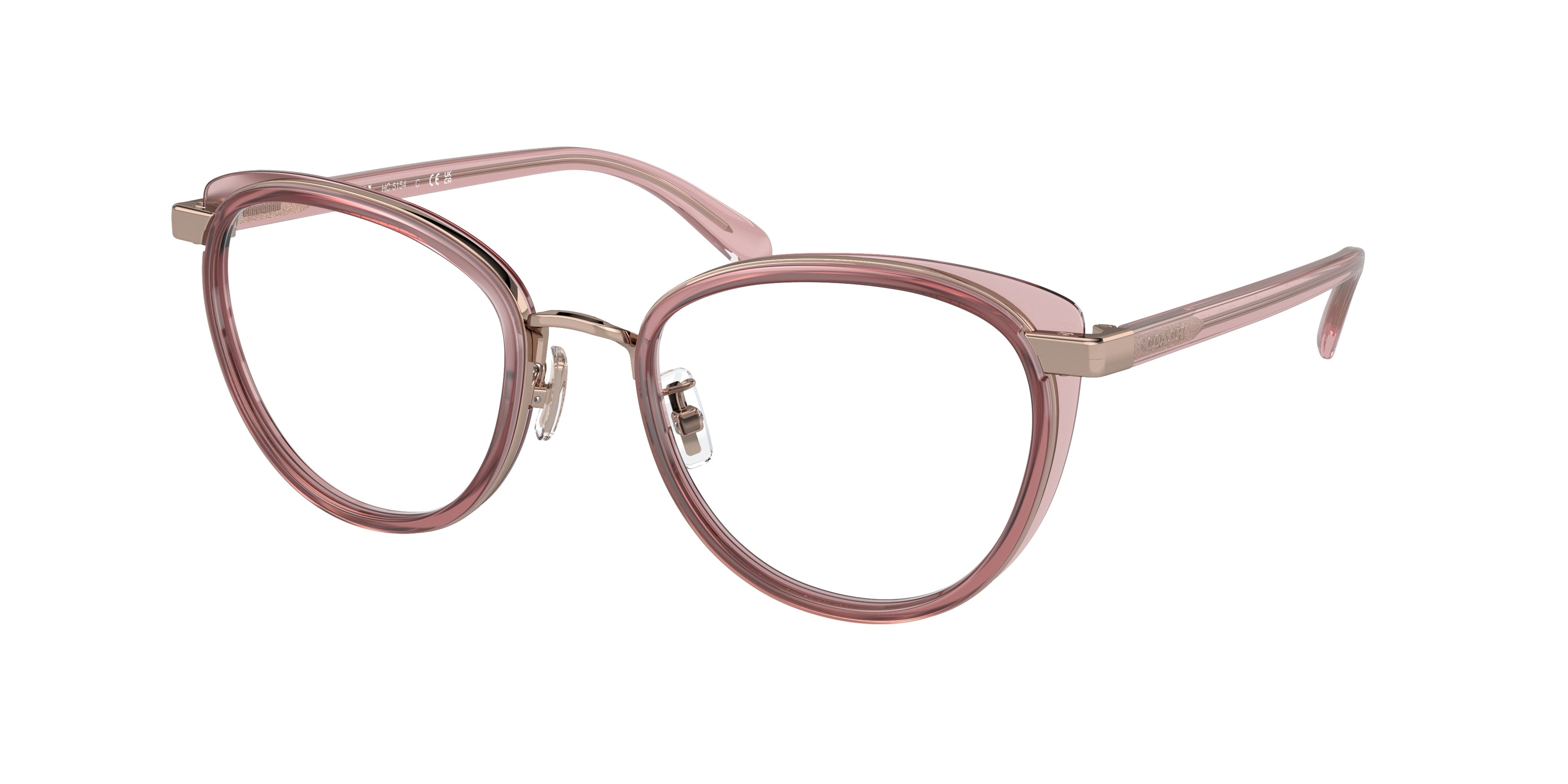 Coach HC5154 Round Eyeglasses  9434-Rose Gold / Transparent Pink 52-140-20 - Color Map Gold