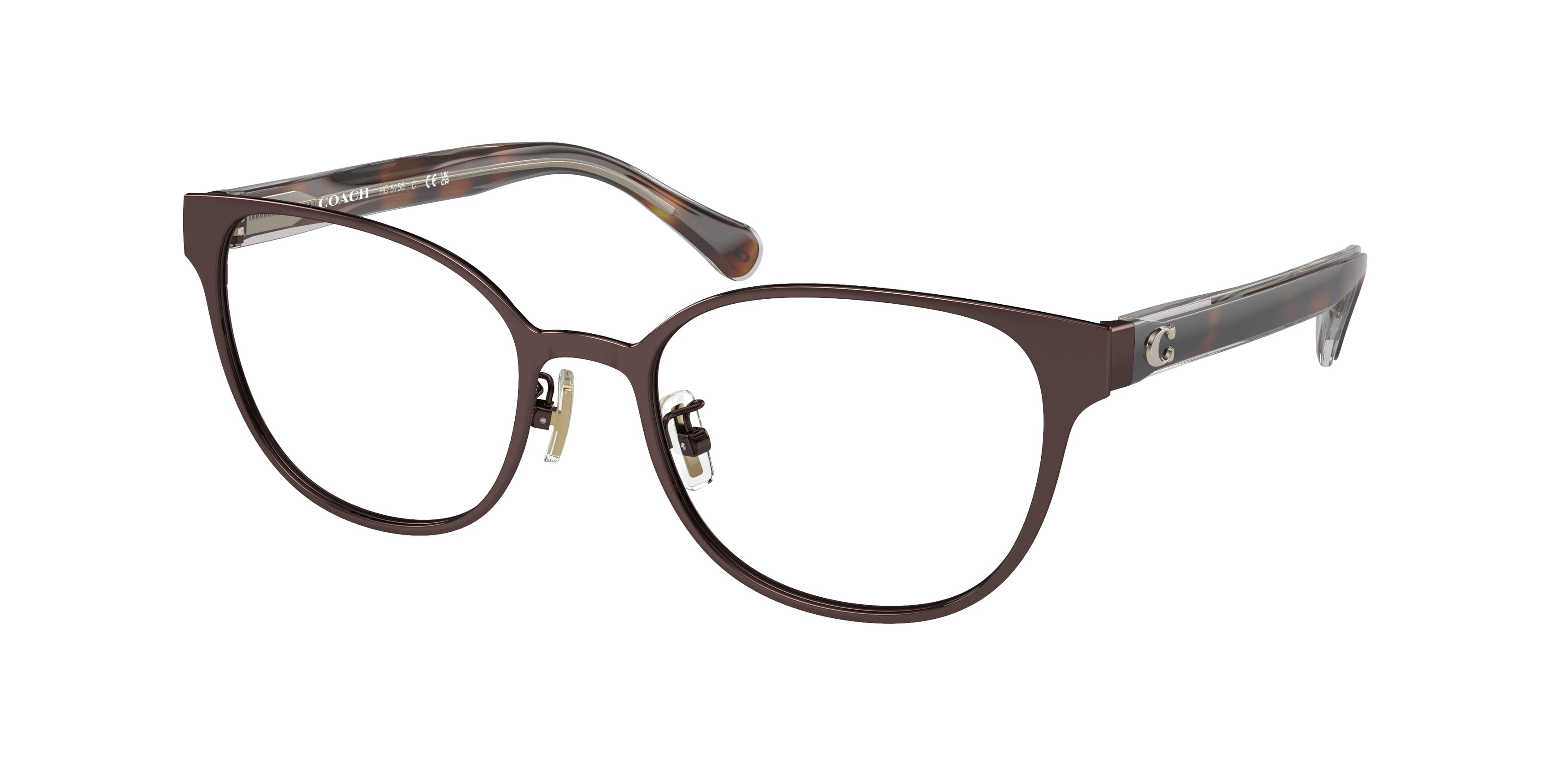 Coach HC5156 Square Eyeglasses  9439-Shiny Dark Brown 53-140-19 - Color Map Brown