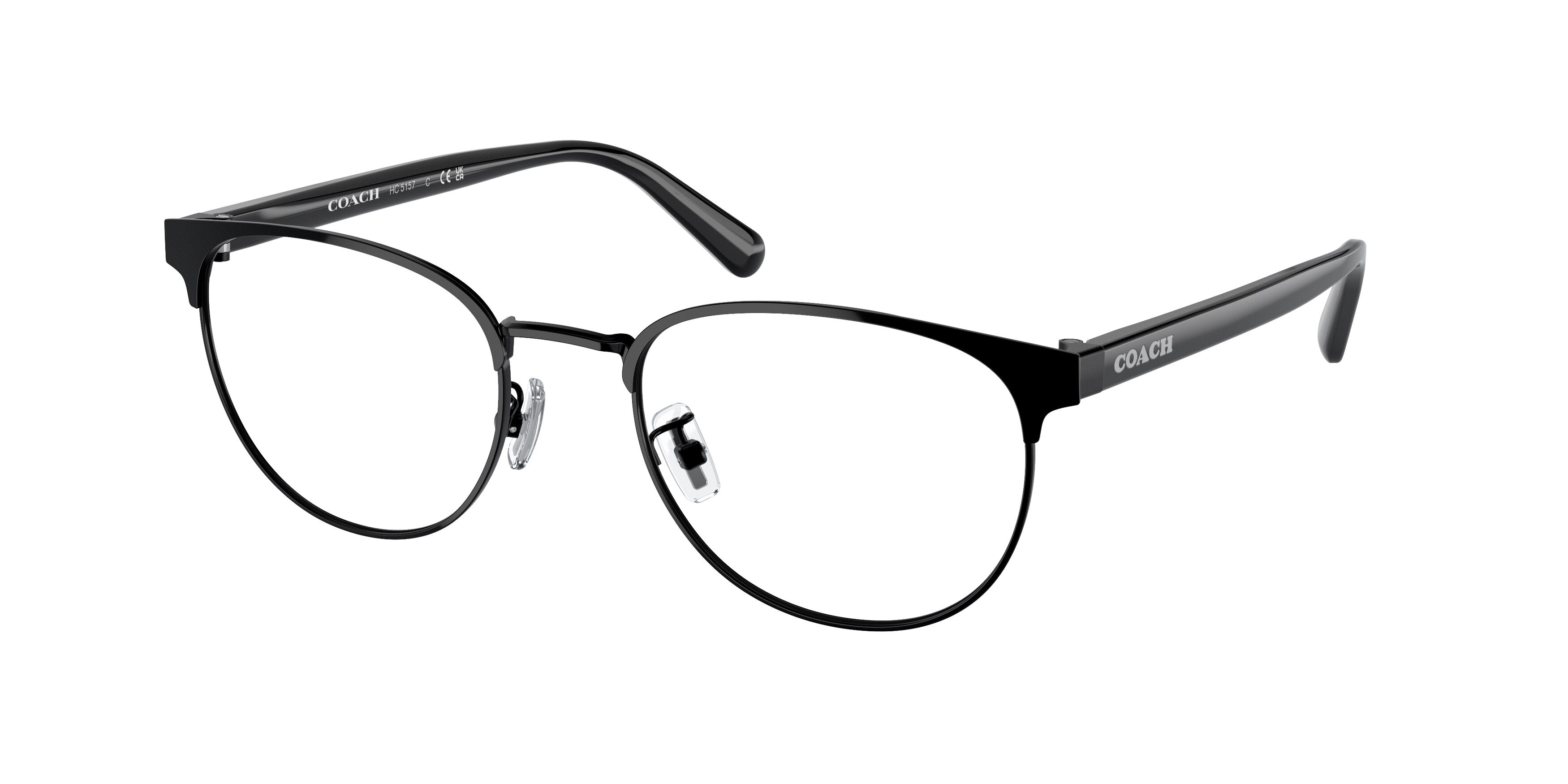 Coach HC5157 Rectangle Eyeglasses  9393-Shiny Black 52-145-20 - Color Map Black