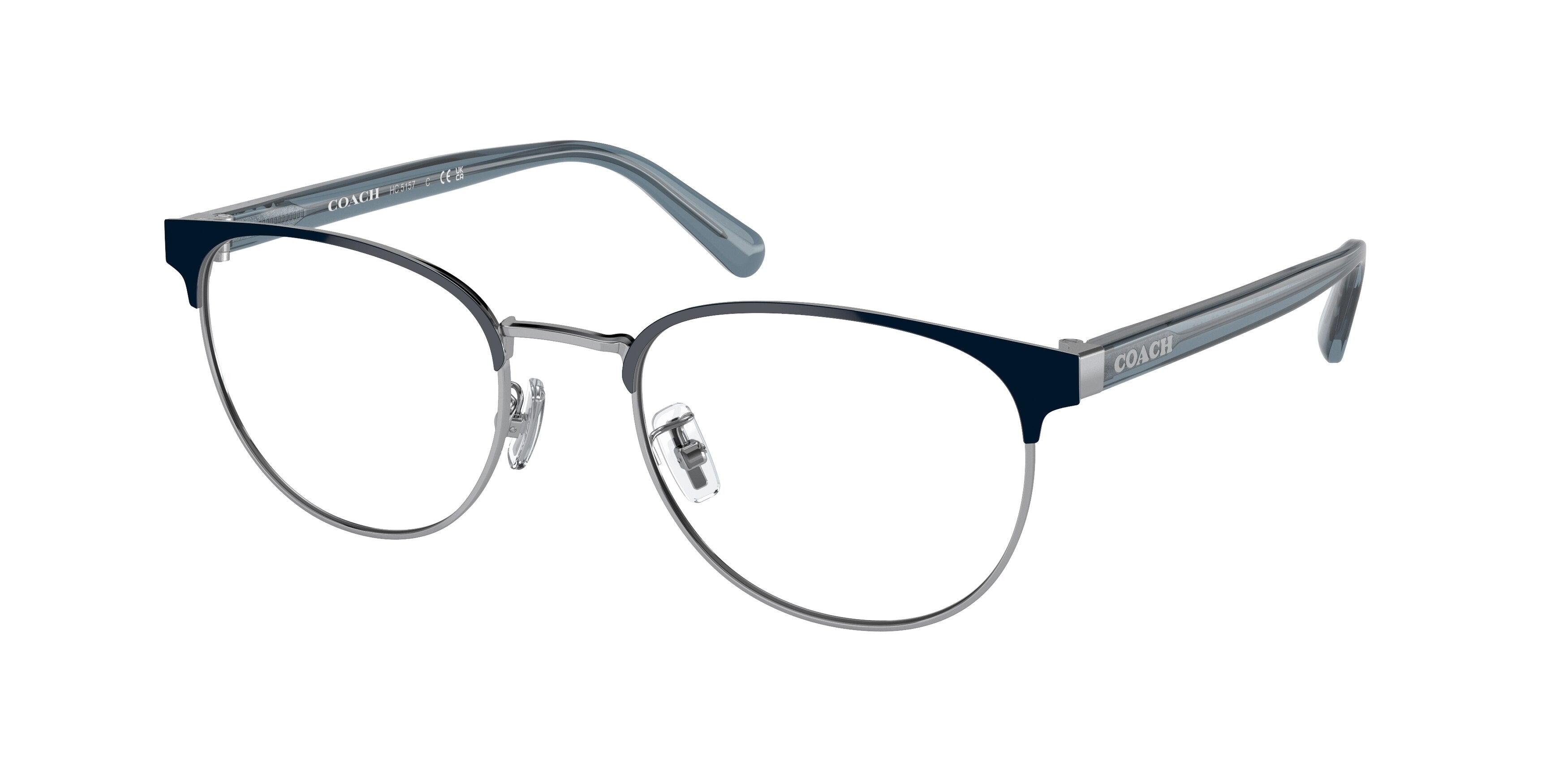 Coach HC5157 Rectangle Eyeglasses  9537-Shiny Silver/Mavy 52-145-20 - Color Map Silver