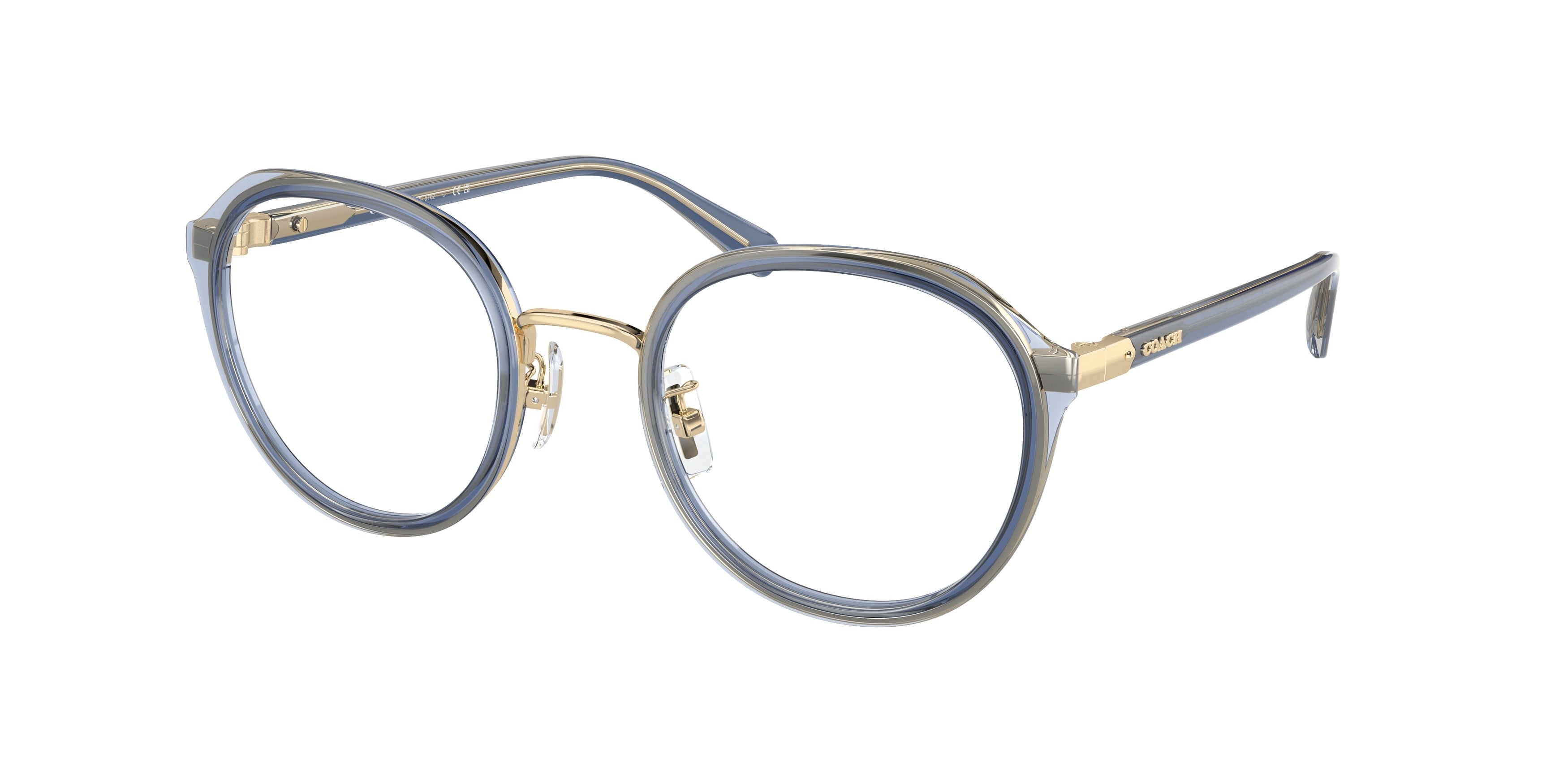 Coach HC5162 Round Eyeglasses  9435-Transparent Blue/Light Gold 50-140-22 - Color Map Blue