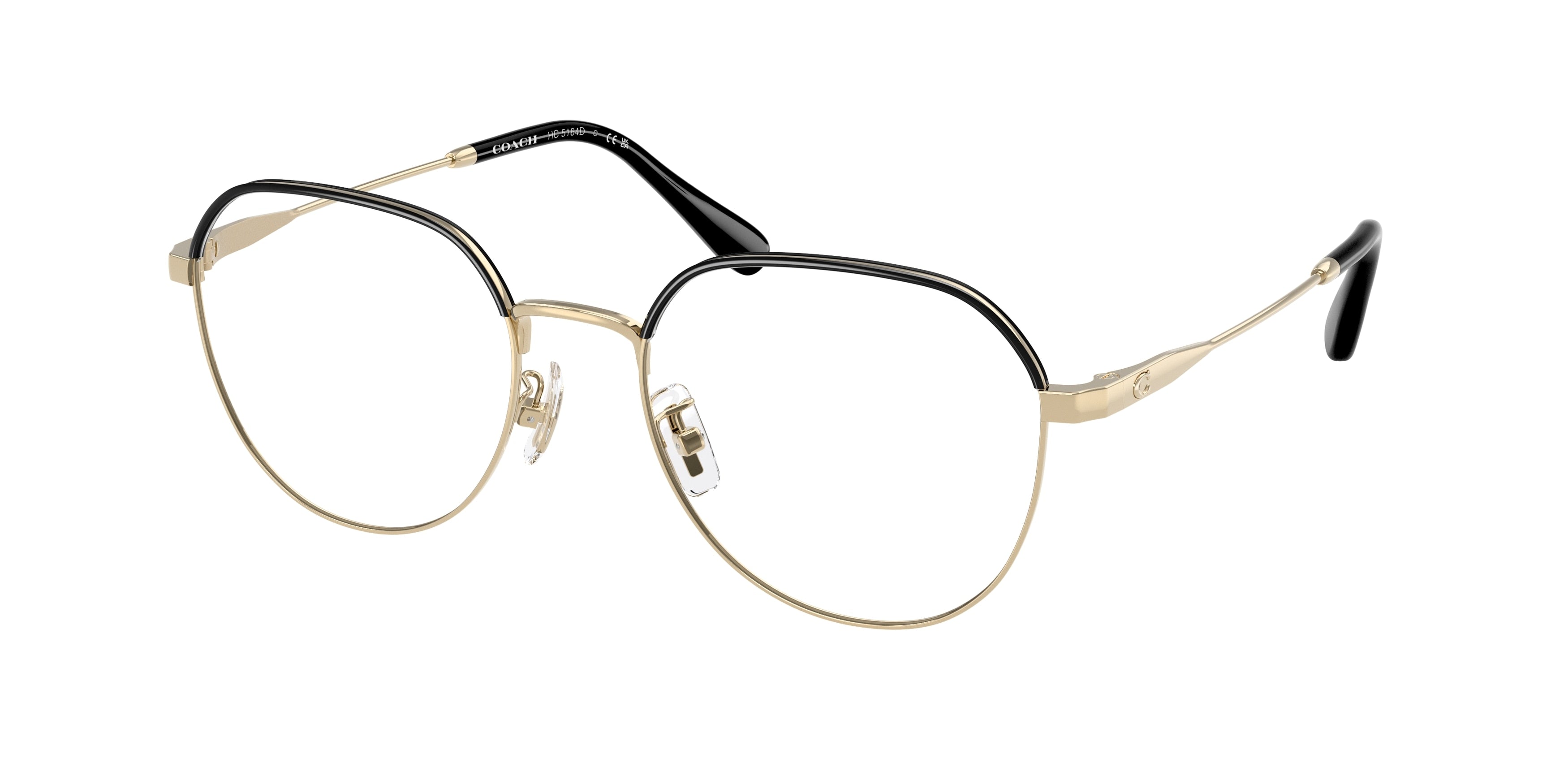 Coach HC5164D Irregular Eyeglasses  9430-Light Gold / Black 54-145-19 - Color Map Gold