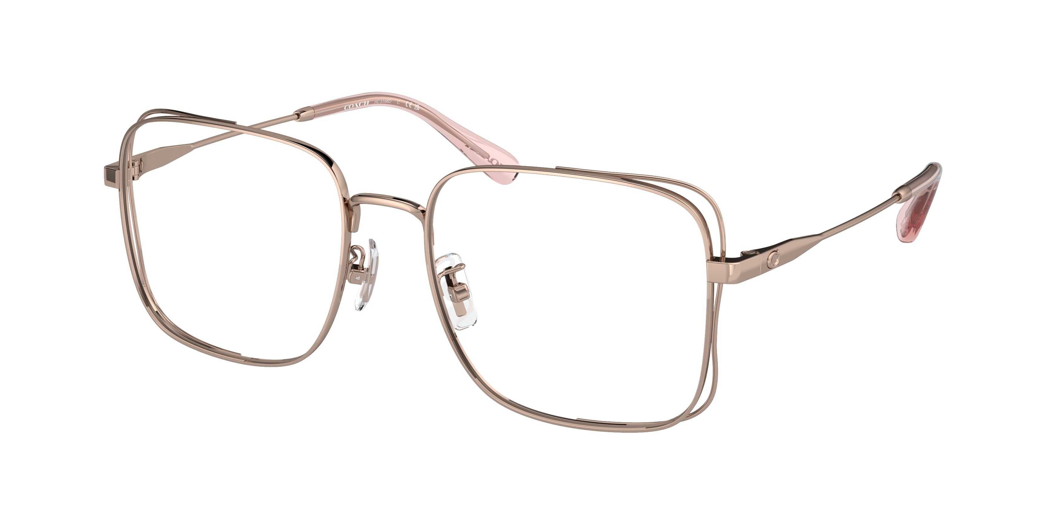 Coach HC5166D Square Eyeglasses  9331-Shiny Rose Gold 56-145-18 - Color Map Gold