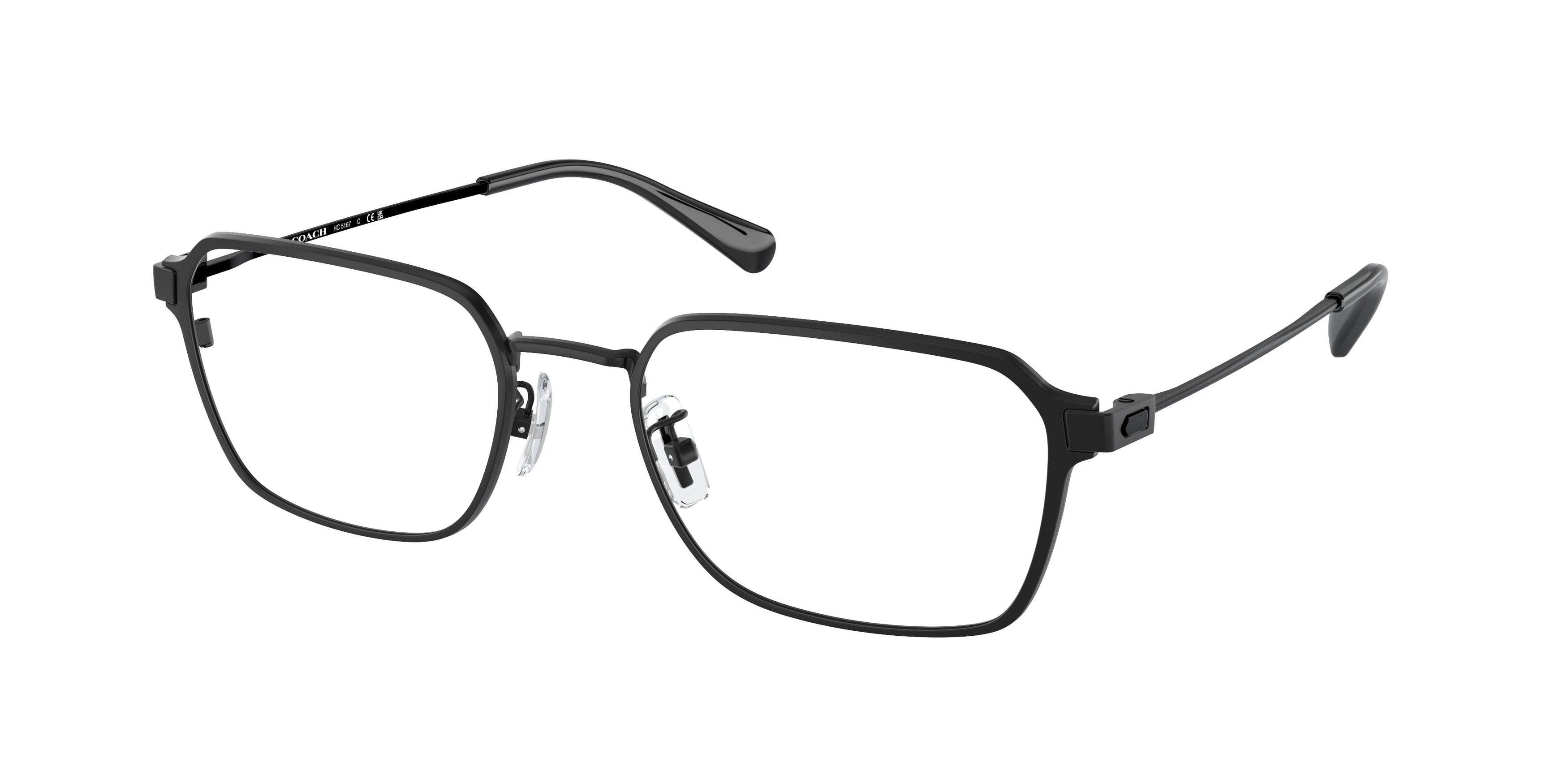 Coach HC5167 Rectangle Eyeglasses  9393-Satin Black 55-145-20 - Color Map Black