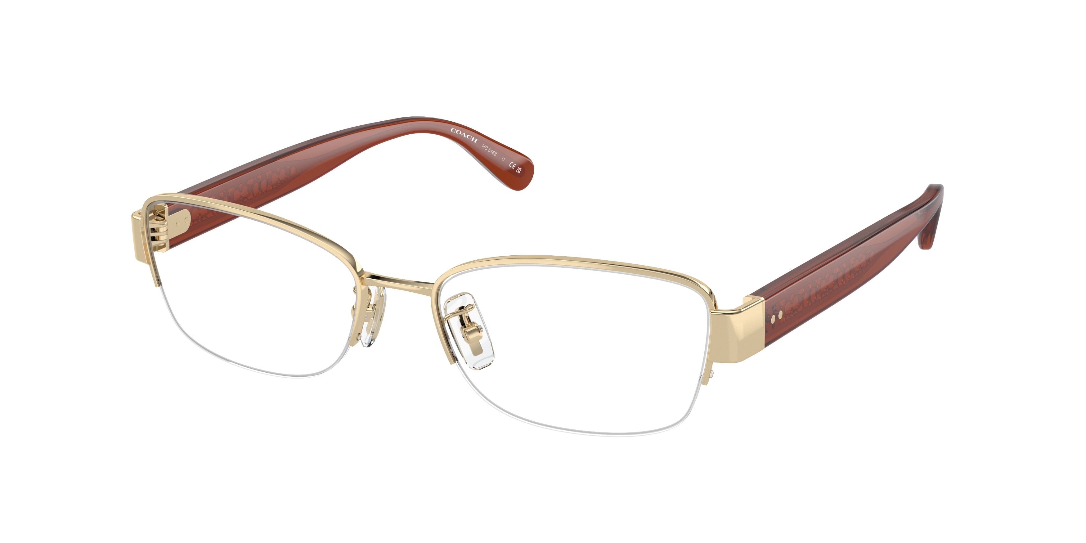Coach HC5168 Rectangle Eyeglasses  9005-Shiny Light Gold 53-140-17 - Color Map Gold