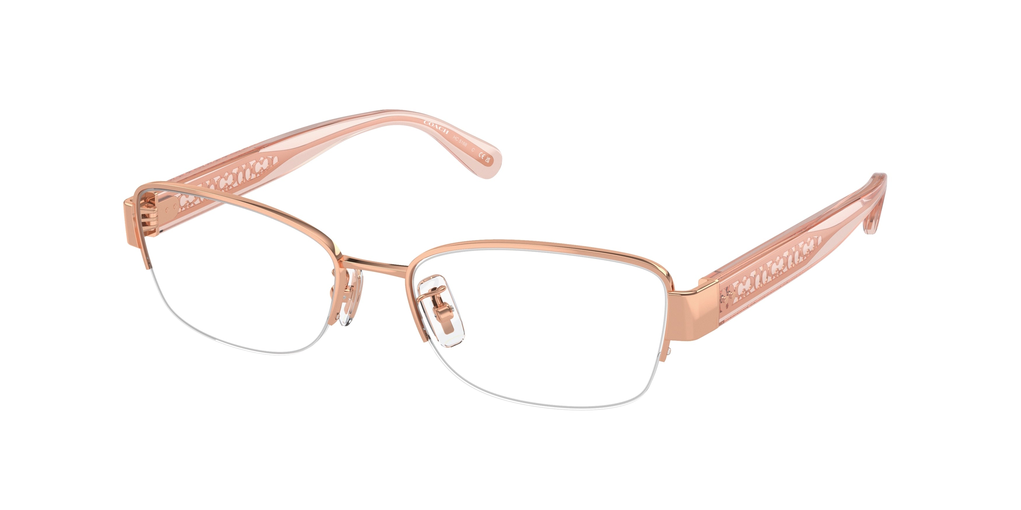Coach HC5168 Rectangle Eyeglasses  9331-Shiny Rose Gold 53-140-17 - Color Map Gold