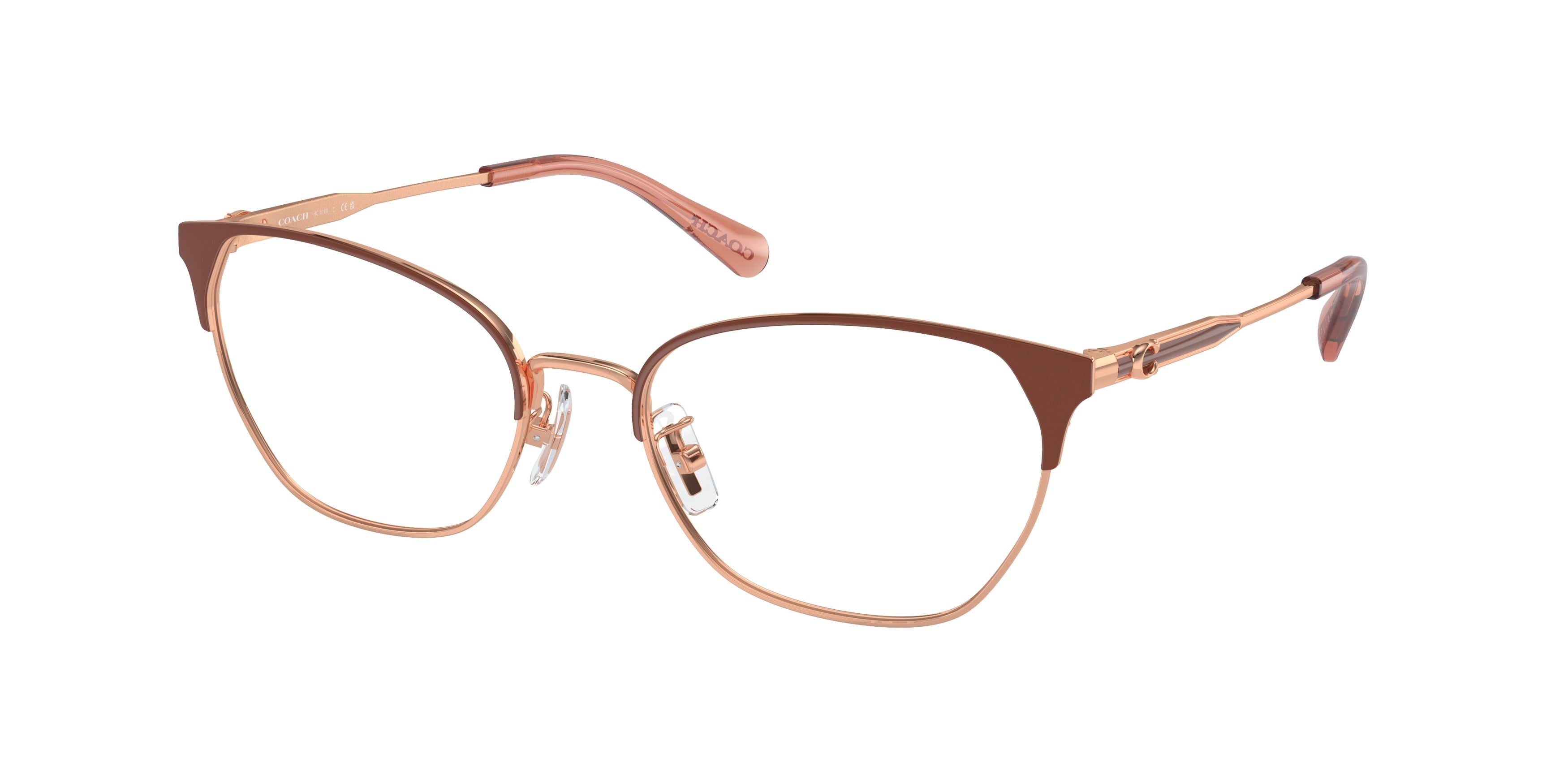 Coach HC5169 Cat Eye Eyeglasses  9331-Shiny Rose Gold/Nutmeg 54-140-18 - Color Map Violet
