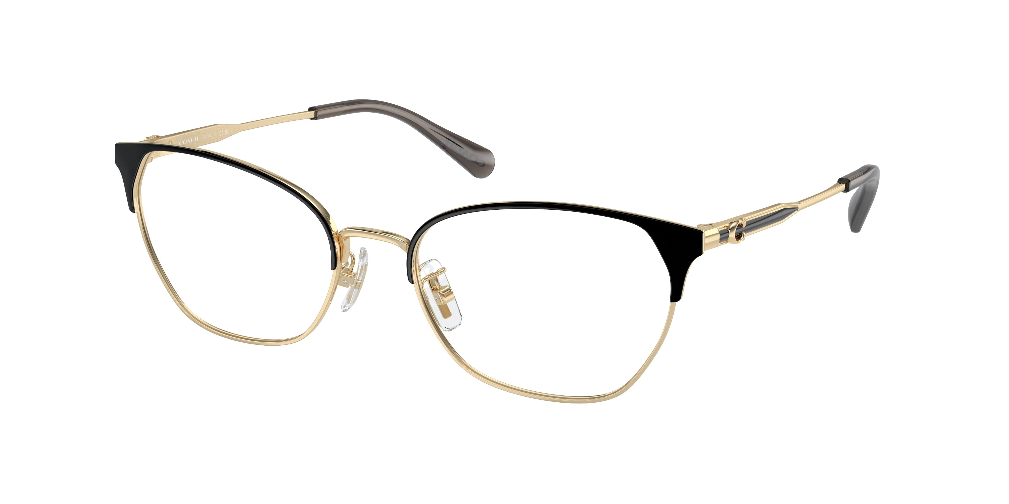 Coach HC5169 Cat Eye Eyeglasses  9436-Shiny Light Gold/Black 54-140-18 - Color Map Gold