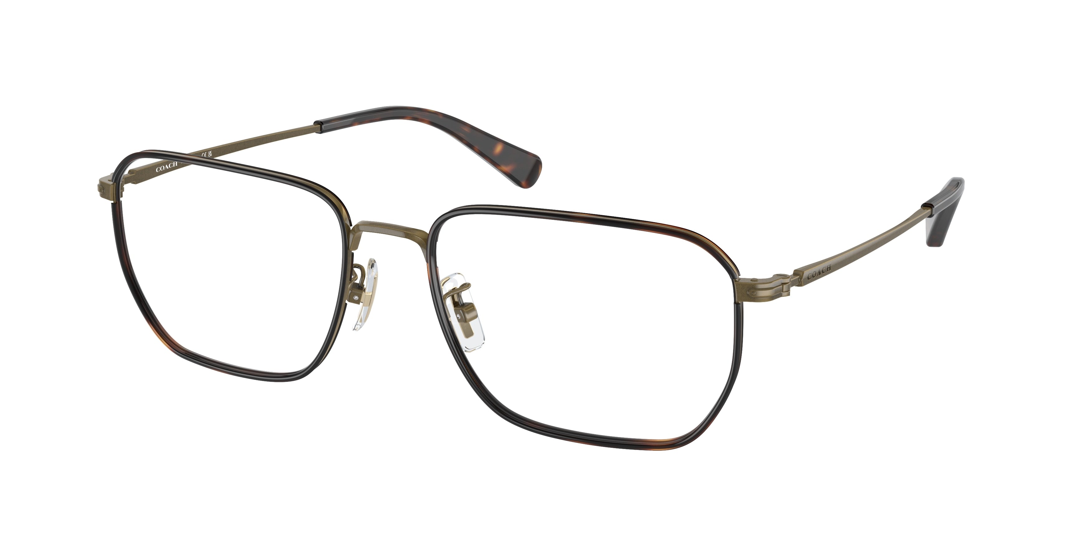 Coach HC5171 Square Eyeglasses  9333-Antique Gold/Dark Tortoise 57-150-19 - Color Map Gold