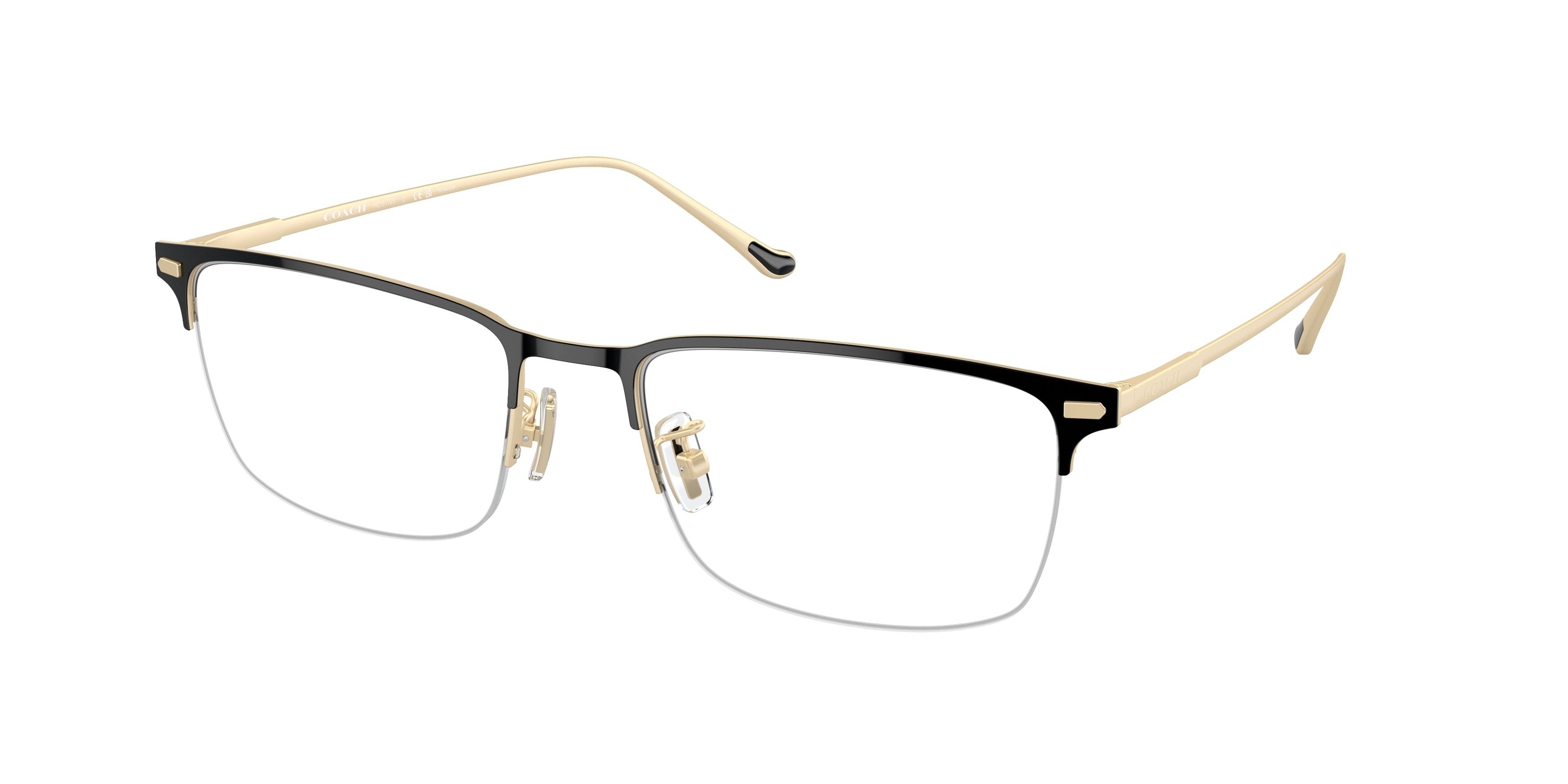 Coach HC5172T Rectangle Eyeglasses  9430-Black/Light Gold 56-145-19 - Color Map Black